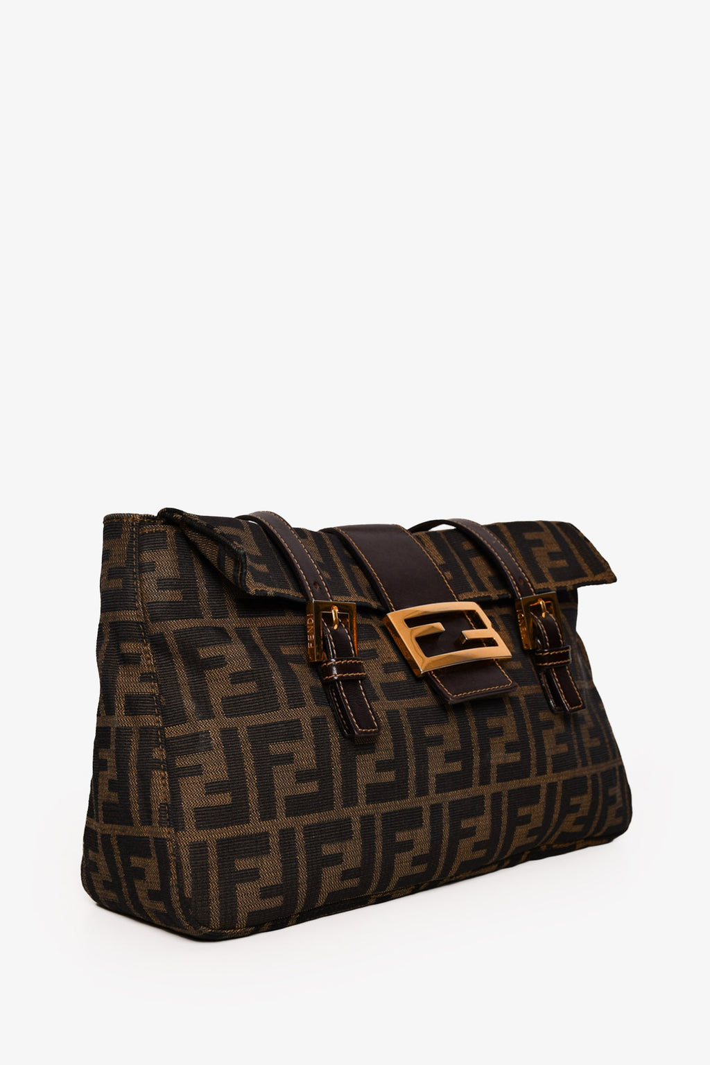 Fendi Brown Zucca Canvas Double Handle Bag