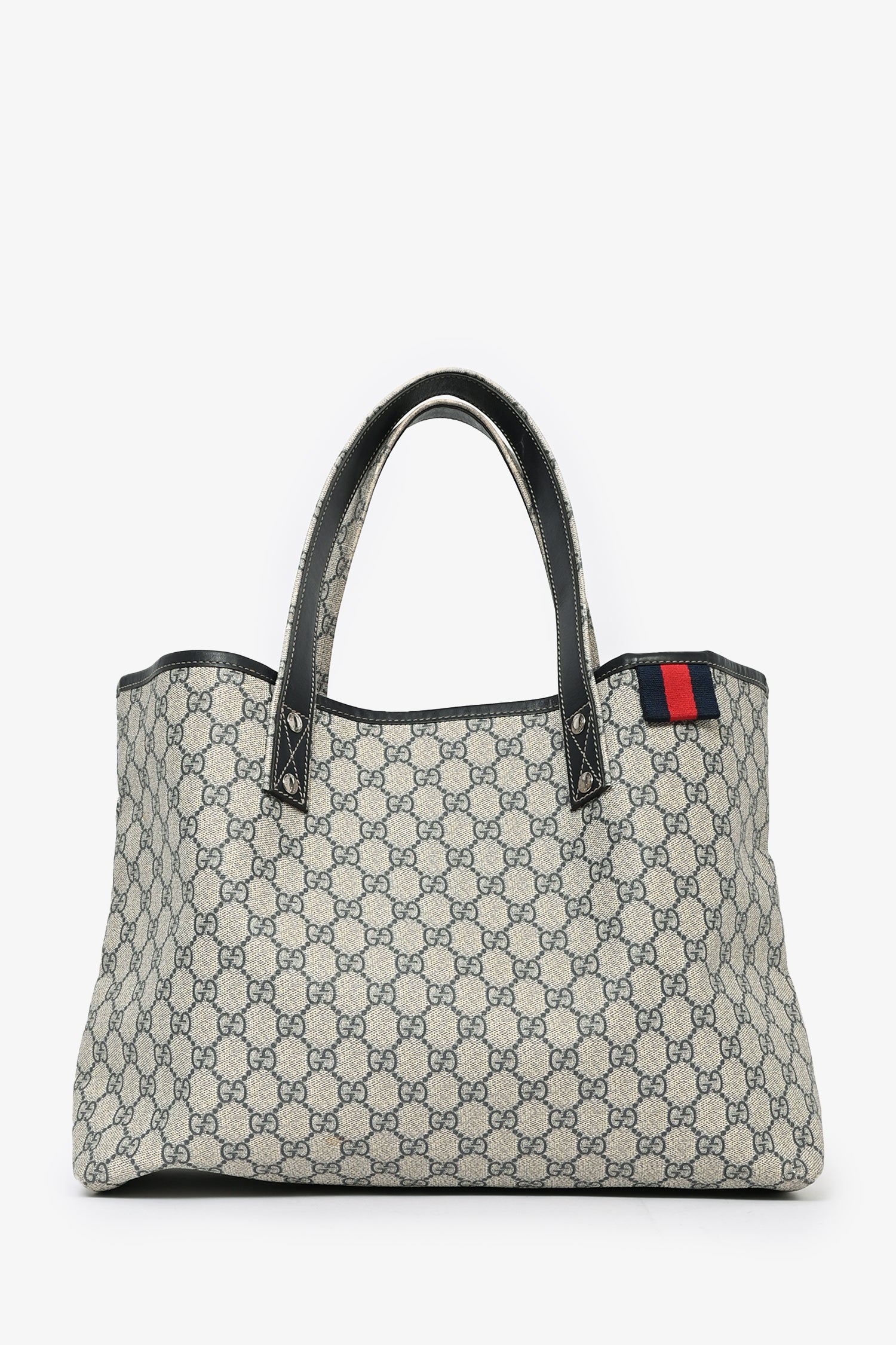 Gucci Grey/Blue GG Canvas Web Loop Tote