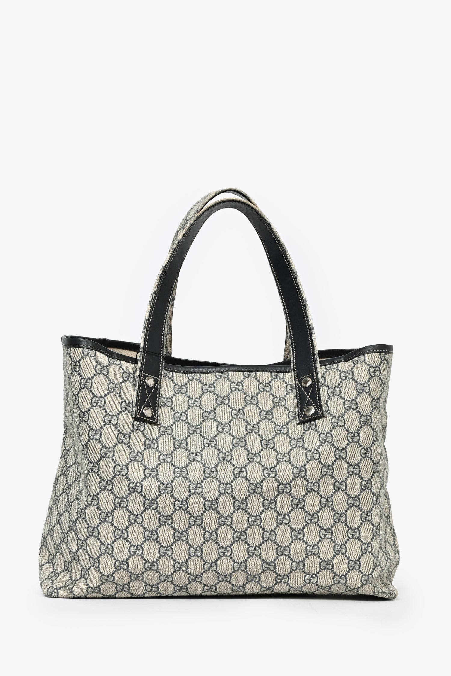 Gucci Grey/Blue GG Canvas Web Loop Tote