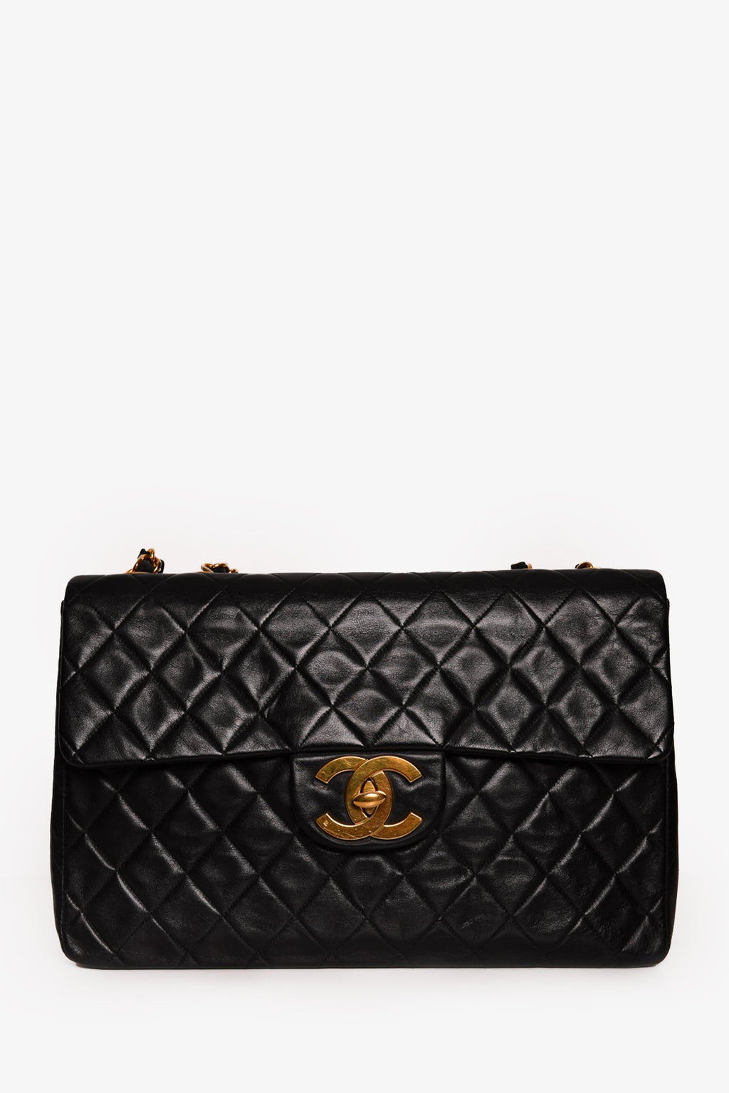 Pre-Loved Chanel™ Black Lambskin Jumbo XL Maxi Flap