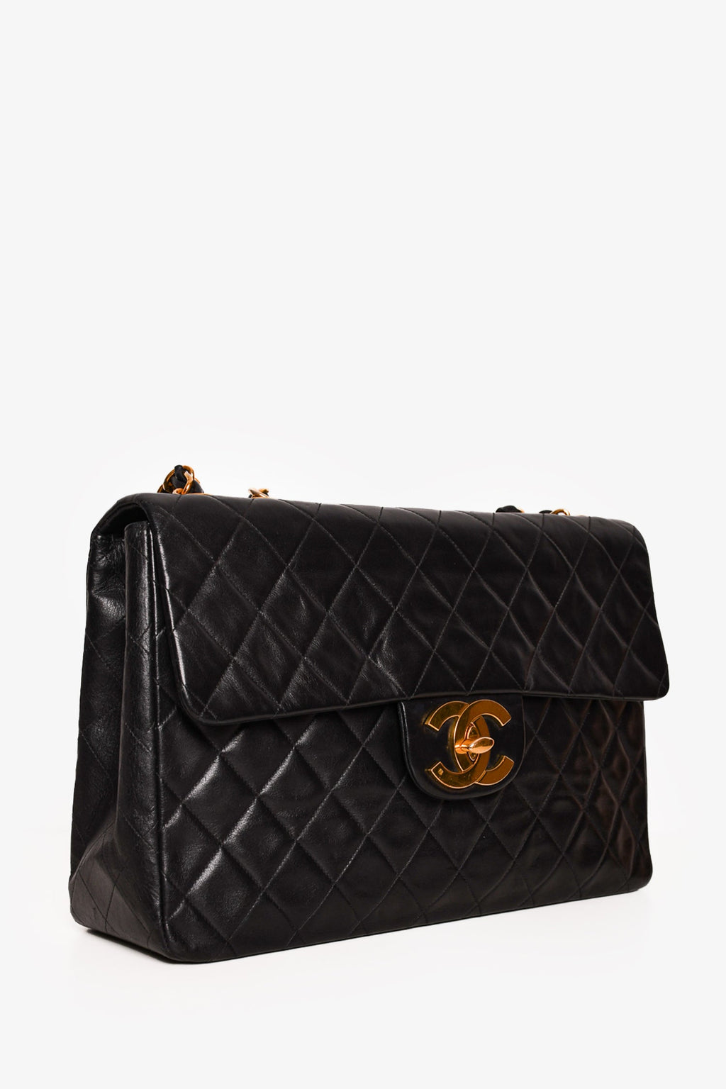 Pre-Loved Chanel™ Black Lambskin Jumbo XL Maxi Flap