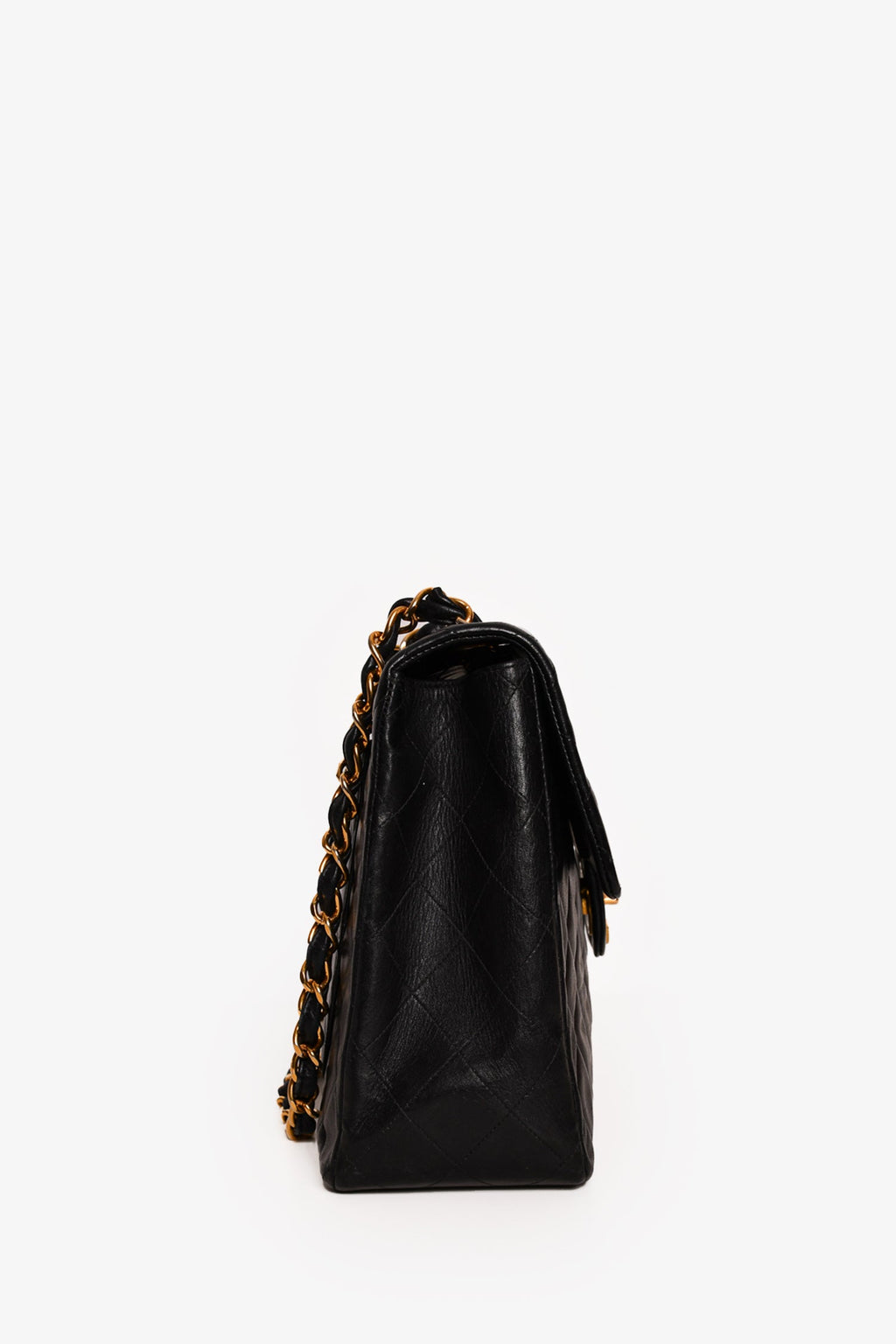 Pre-Loved Chanel™ Black Lambskin Jumbo XL Maxi Flap