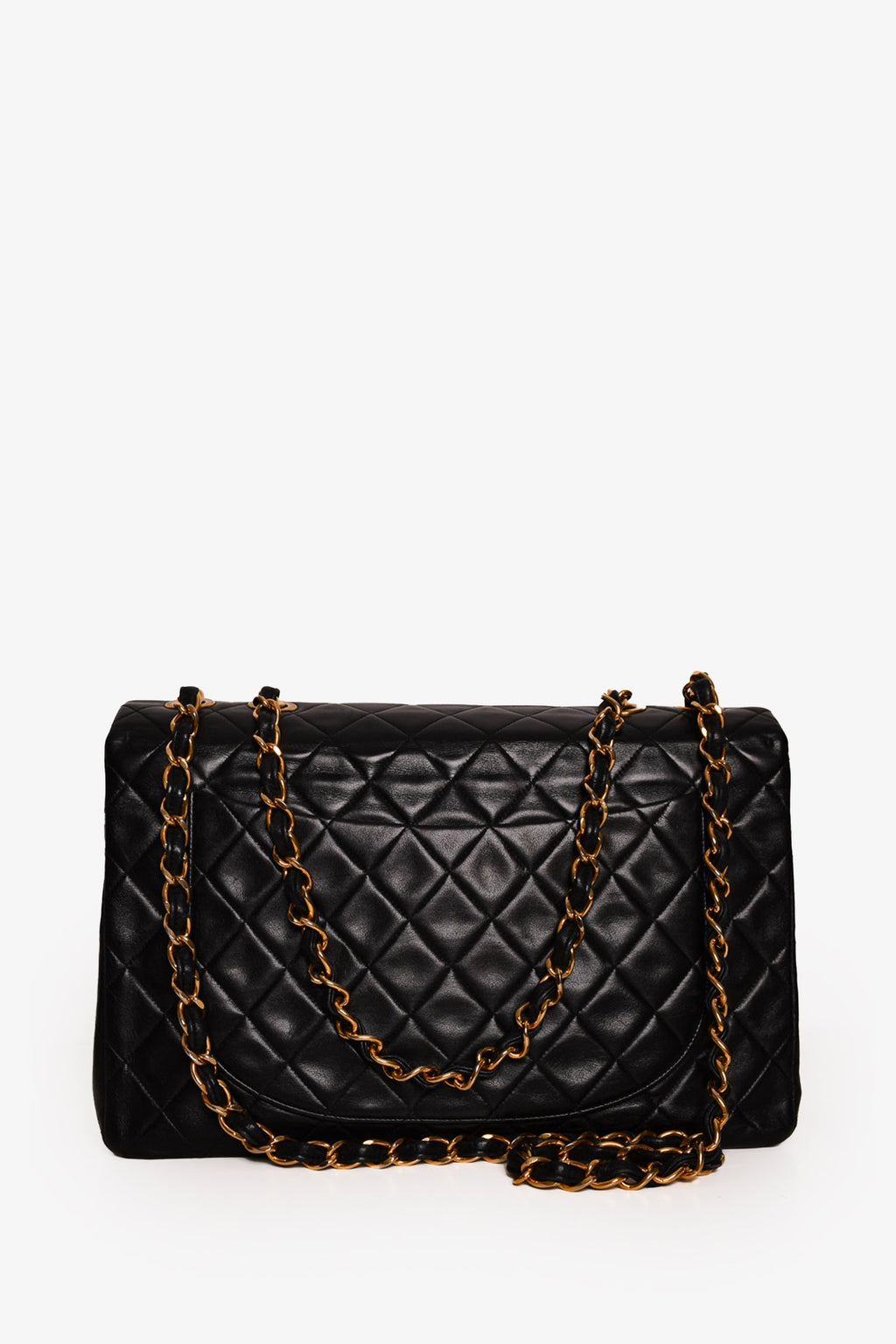 Pre-Loved Chanel™ Black Lambskin Jumbo XL Maxi Flap