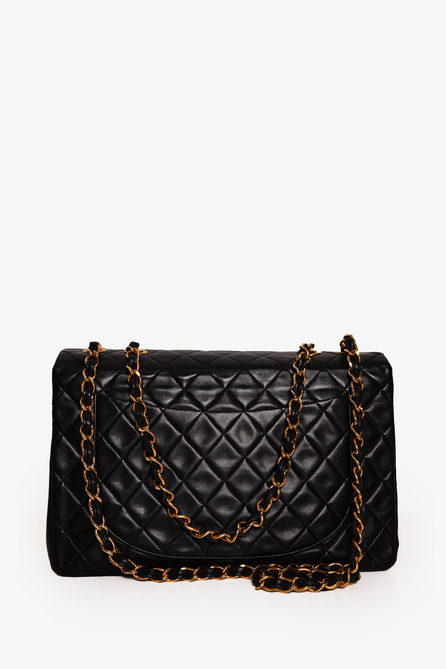 Pre-Loved Chanel™ Black Lambskin Jumbo XL Maxi Flap