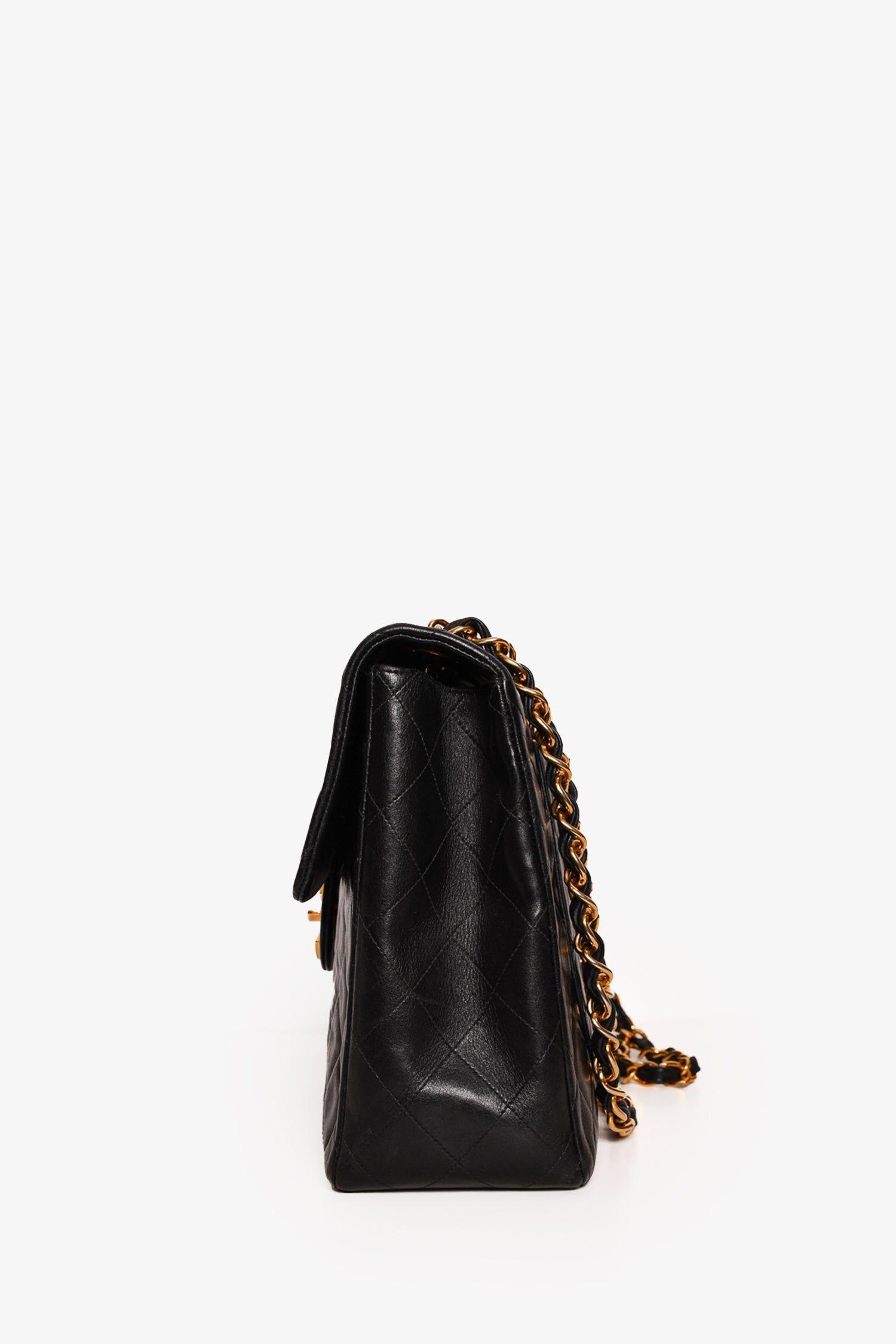 Pre-Loved Chanel™ Black Lambskin Jumbo XL Maxi Flap