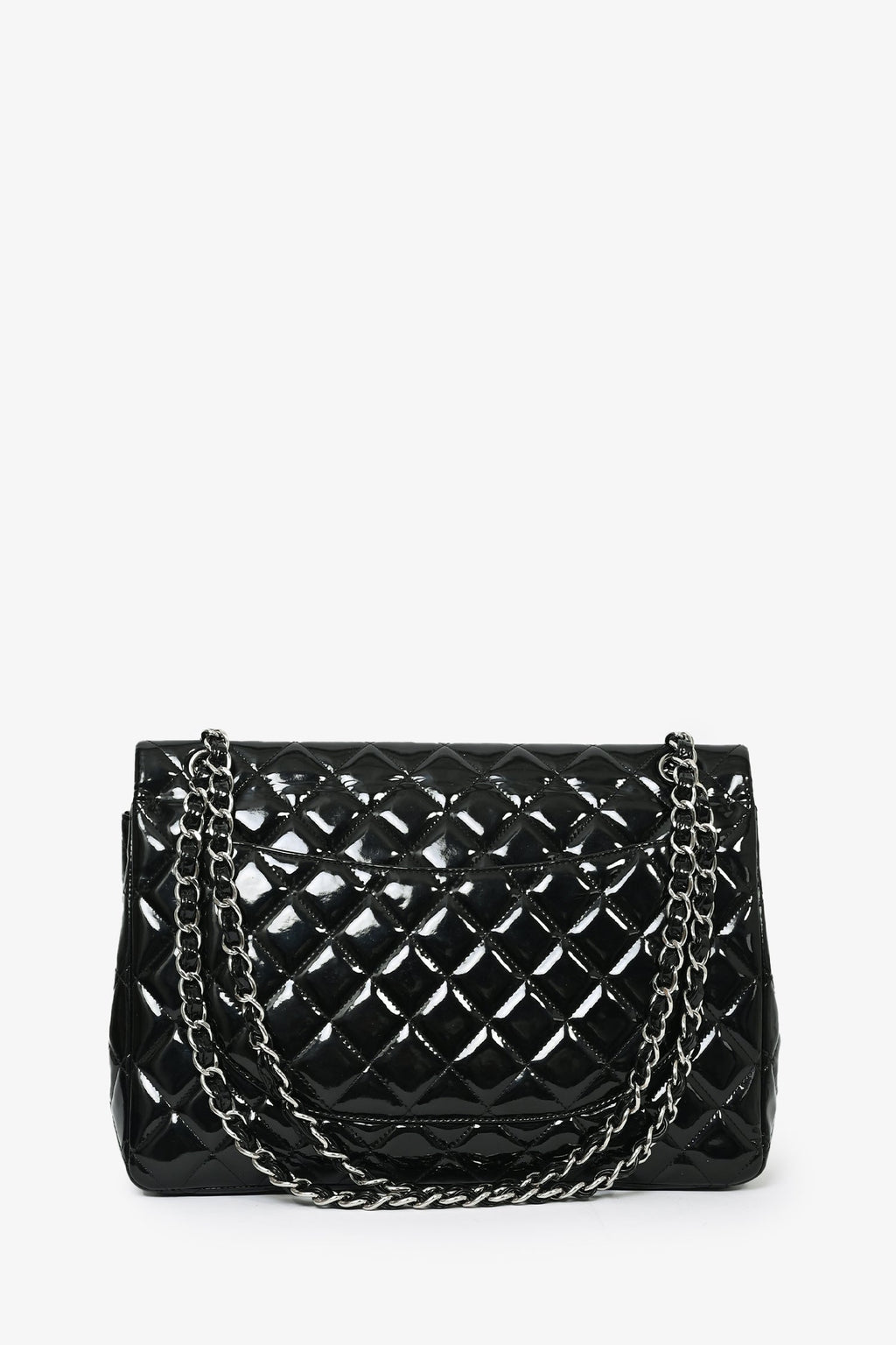 Pre-Loved Chanel™ 2012/13 Black Patent Leather Maxi Double Flap