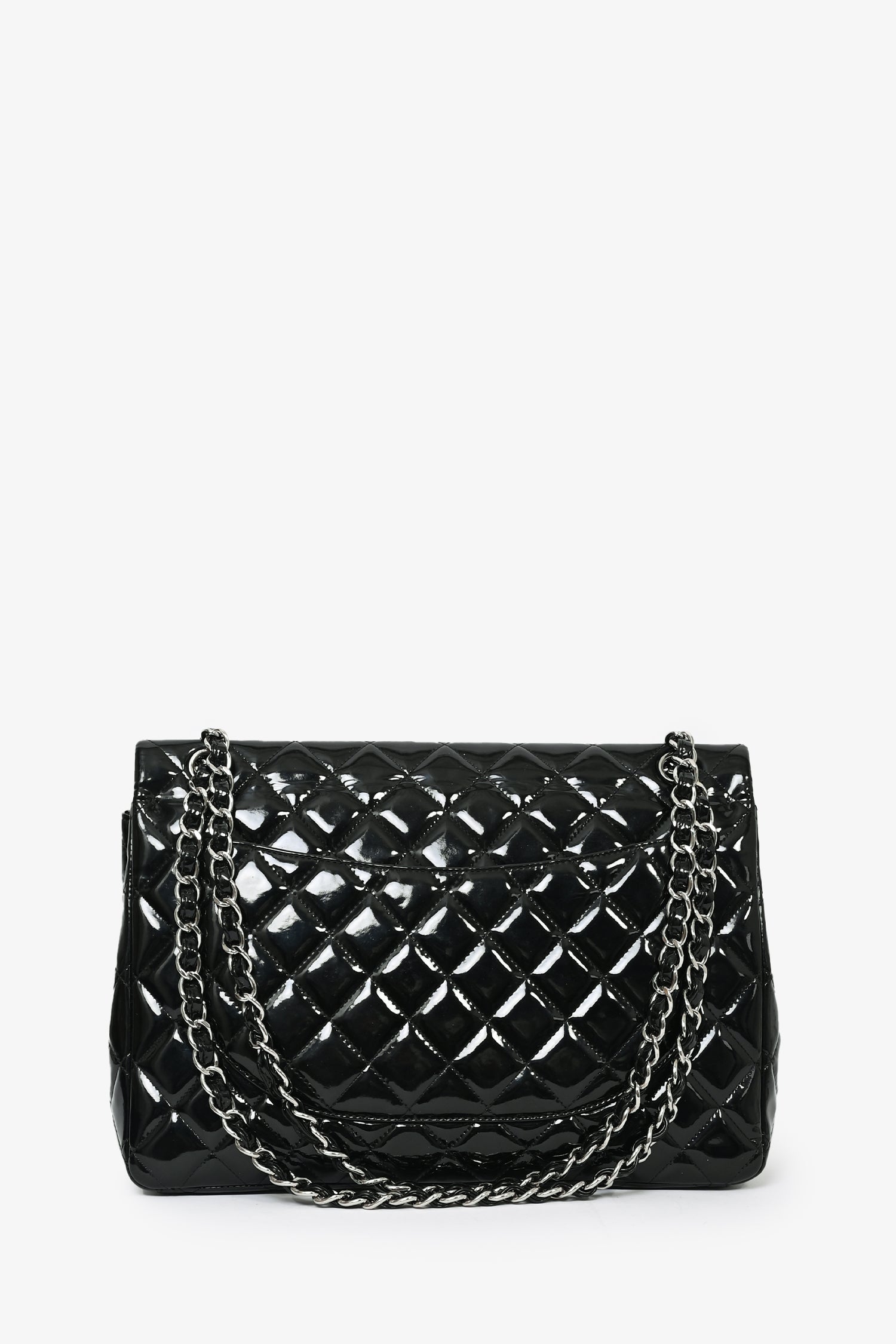 Pre-Loved Chanel™ 2012/13 Black Patent Leather Maxi Double Flap