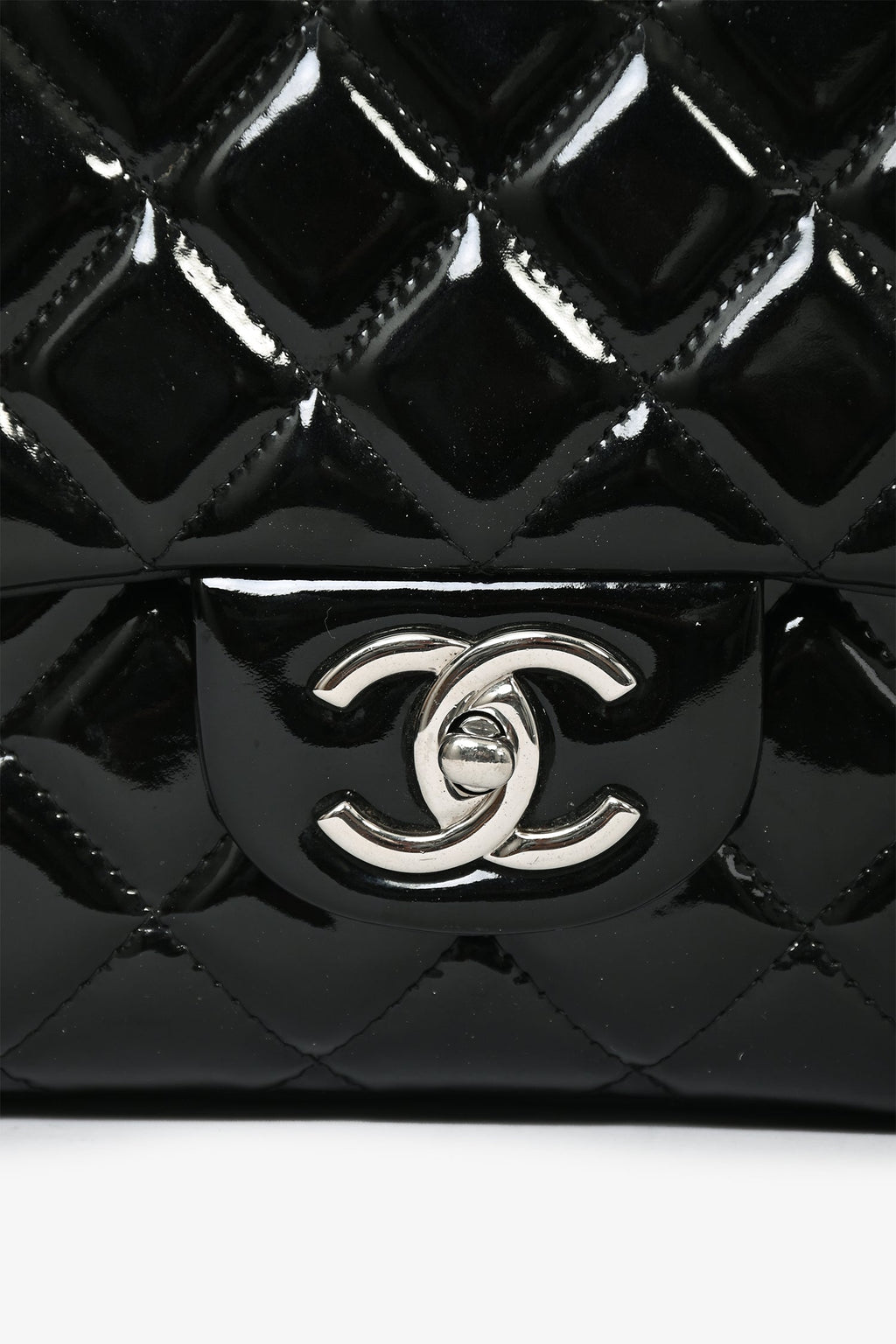 Pre-Loved Chanel™ 2012/13 Black Patent Leather Maxi Double Flap
