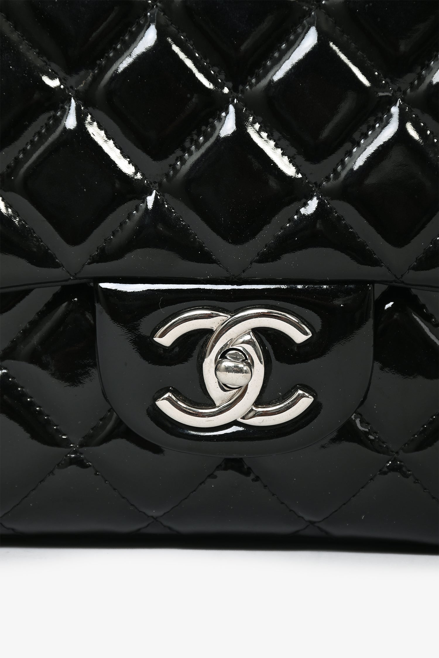 Pre-Loved Chanel™ 2012/13 Black Patent Leather Maxi Double Flap