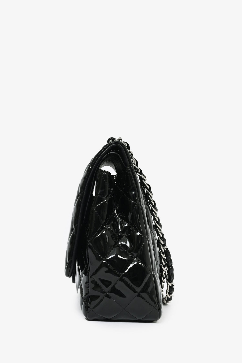 Pre-Loved Chanel™ 2012/13 Black Patent Leather Maxi Double Flap