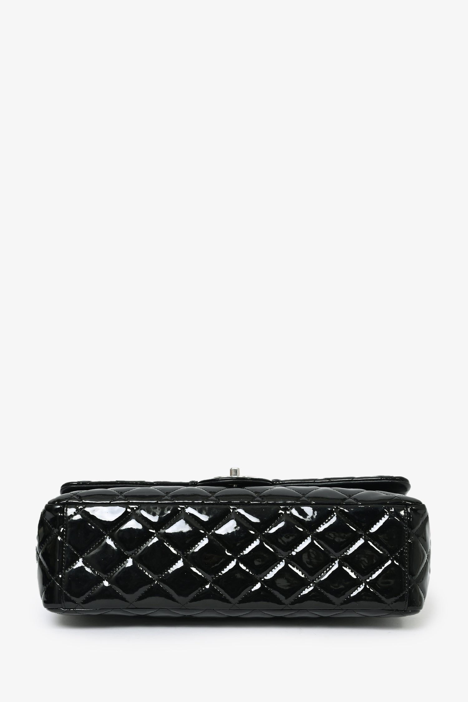 Pre-Loved Chanel™ 2012/13 Black Patent Leather Maxi Double Flap