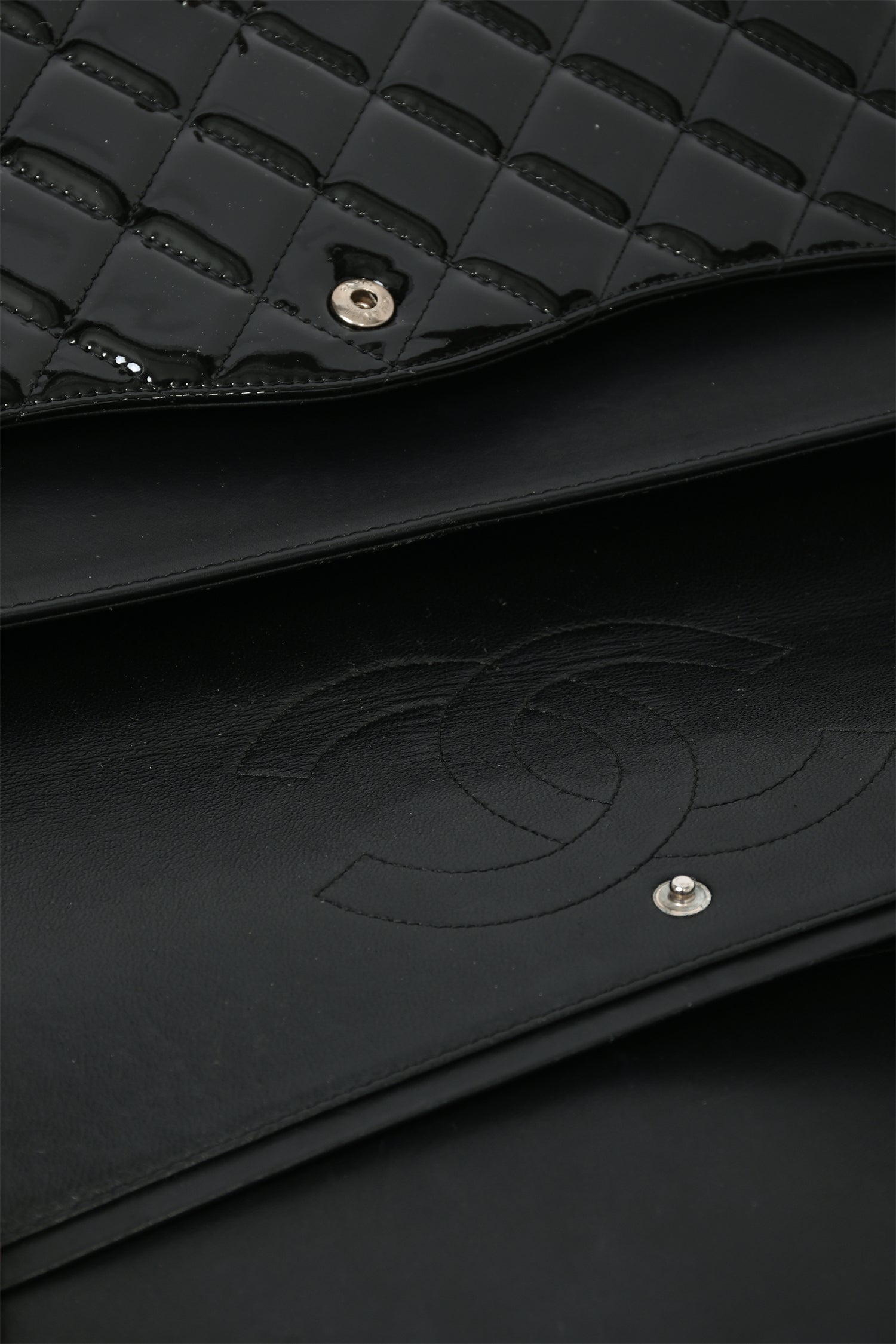 Pre-Loved Chanel™ 2012/13 Black Patent Leather Maxi Double Flap