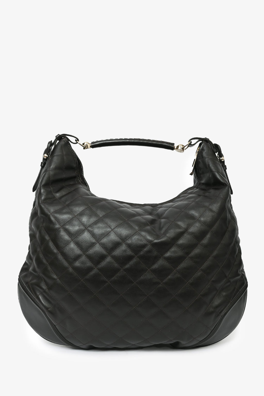 Burberry Brown Leather Quilted Large Hobo Bag