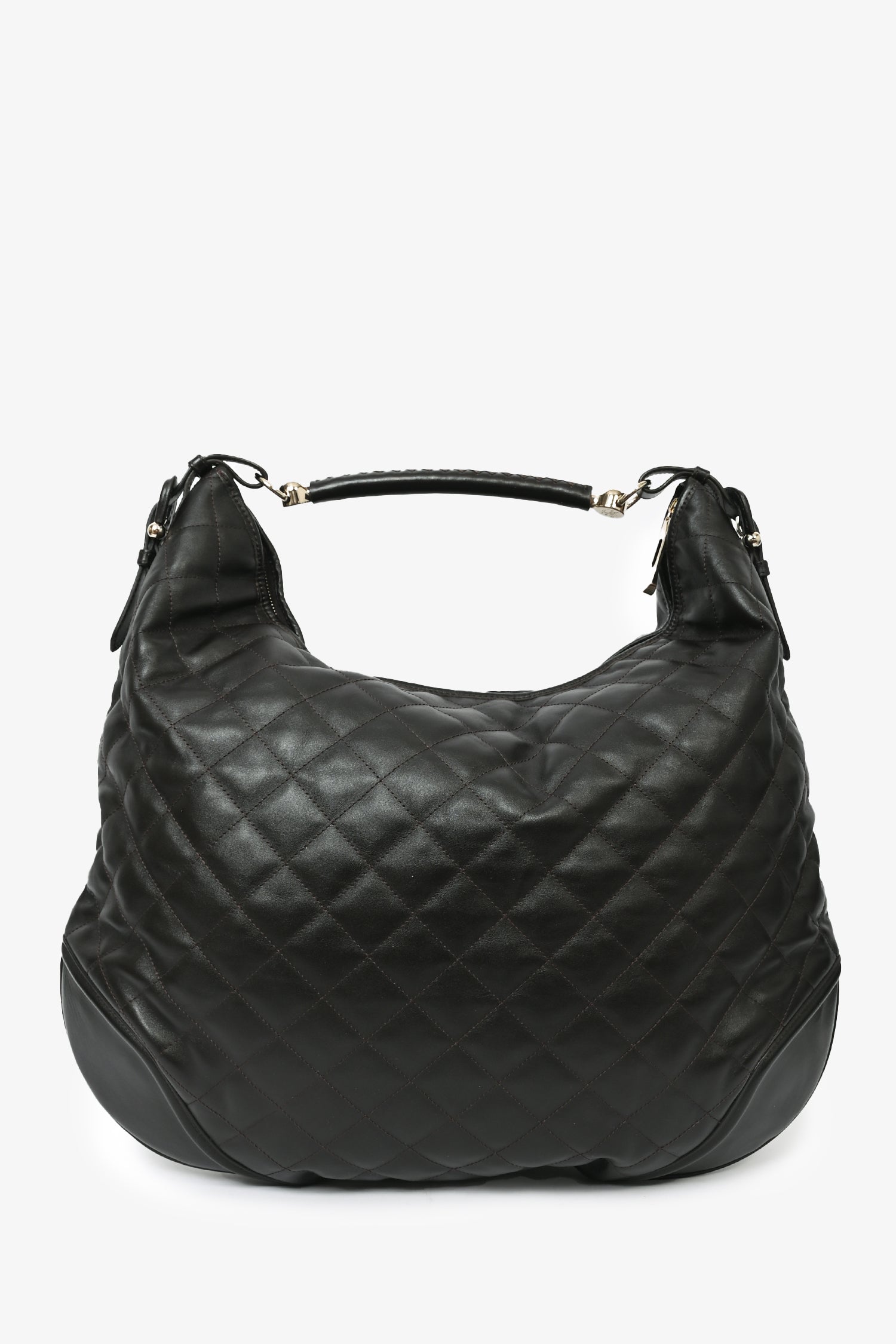 Burberry Brown Leather Quilted Large Hobo Bag