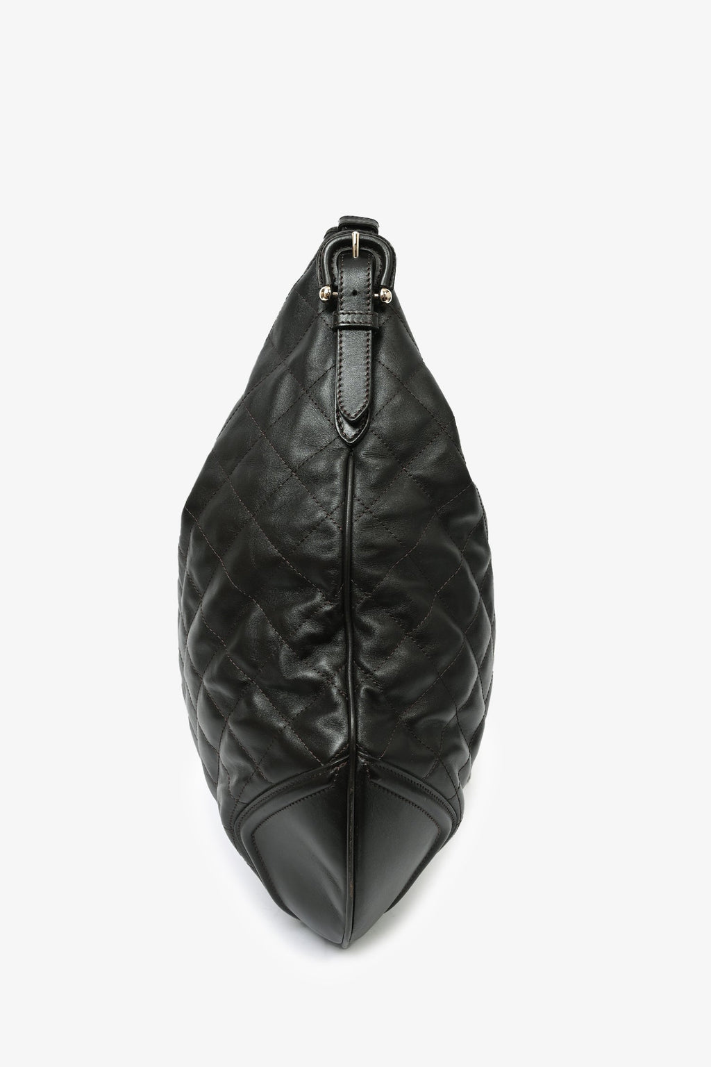 Burberry Brown Leather Quilted Large Hobo Bag