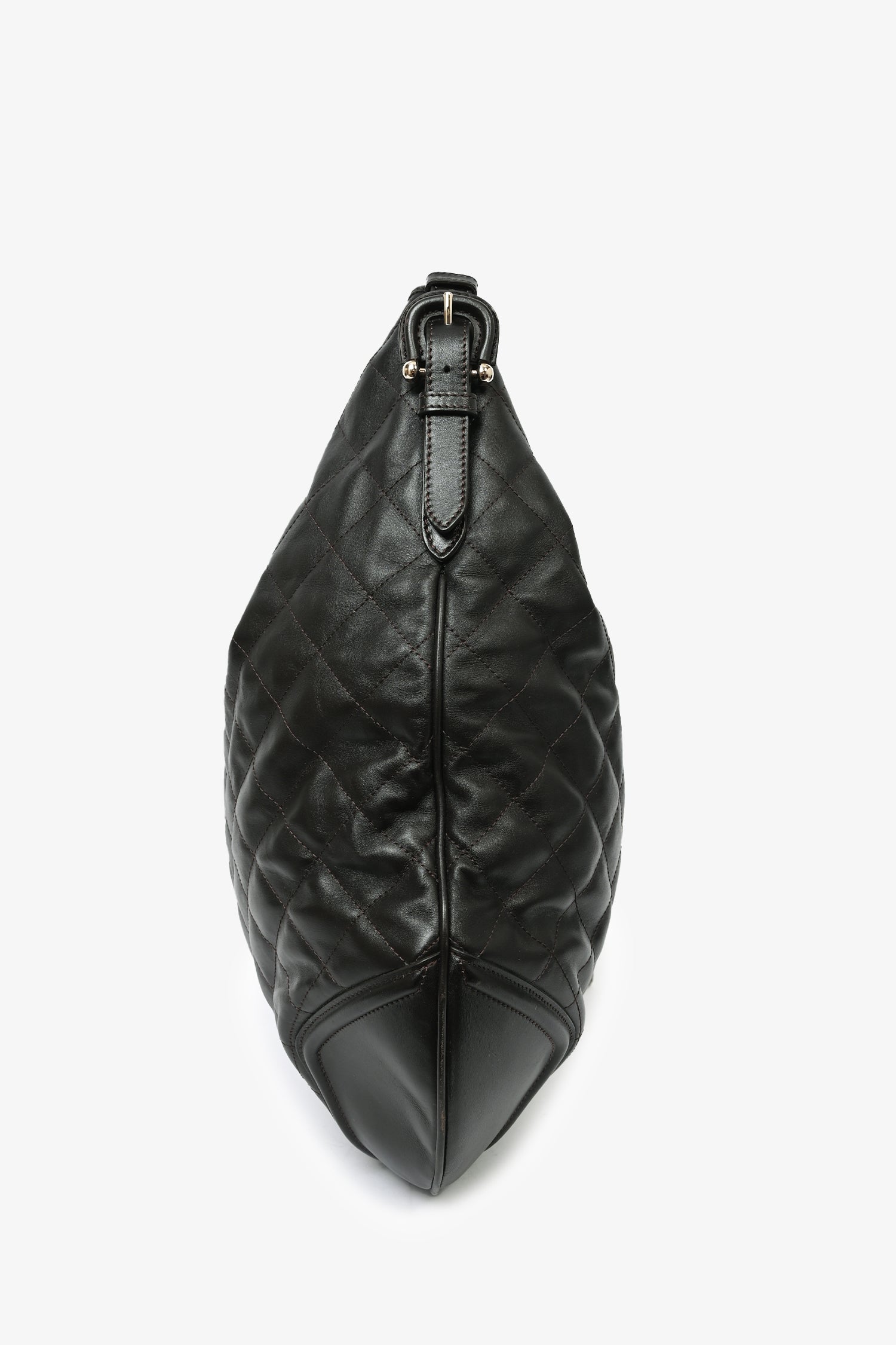 Burberry Brown Leather Quilted Large Hobo Bag