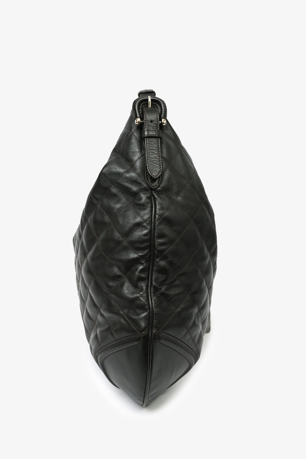 Burberry Brown Leather Quilted Large Hobo Bag