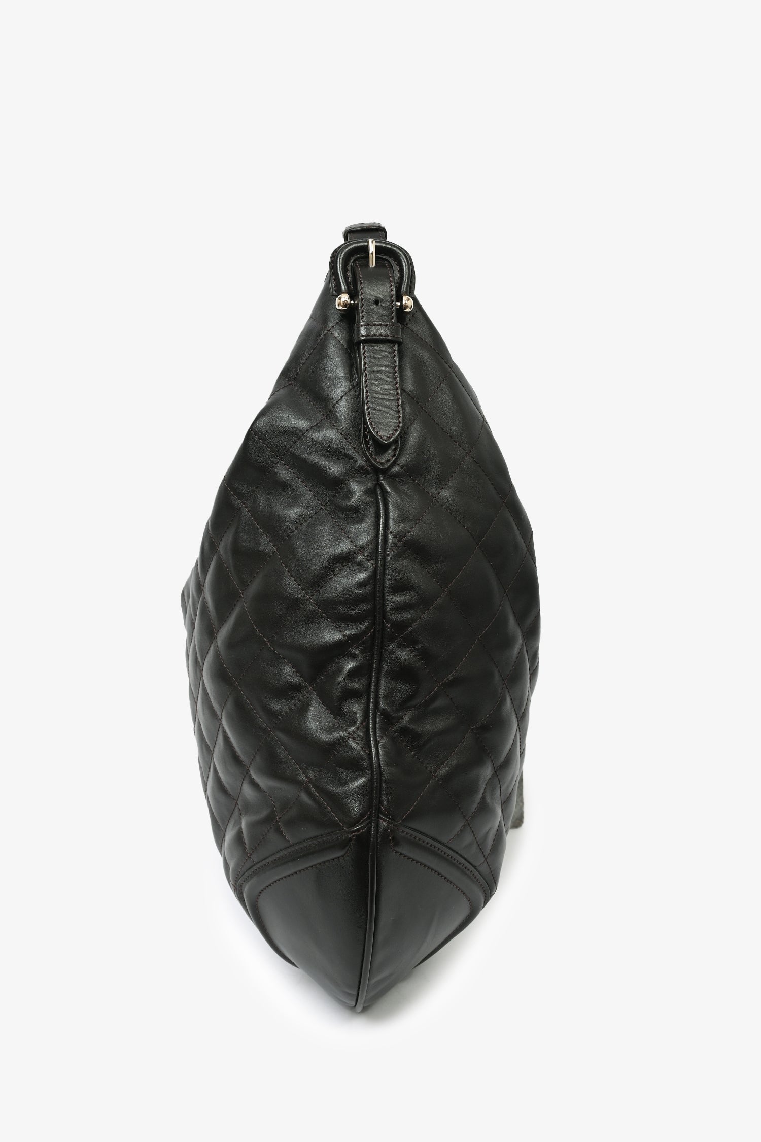 Burberry Brown Leather Quilted Large Hobo Bag