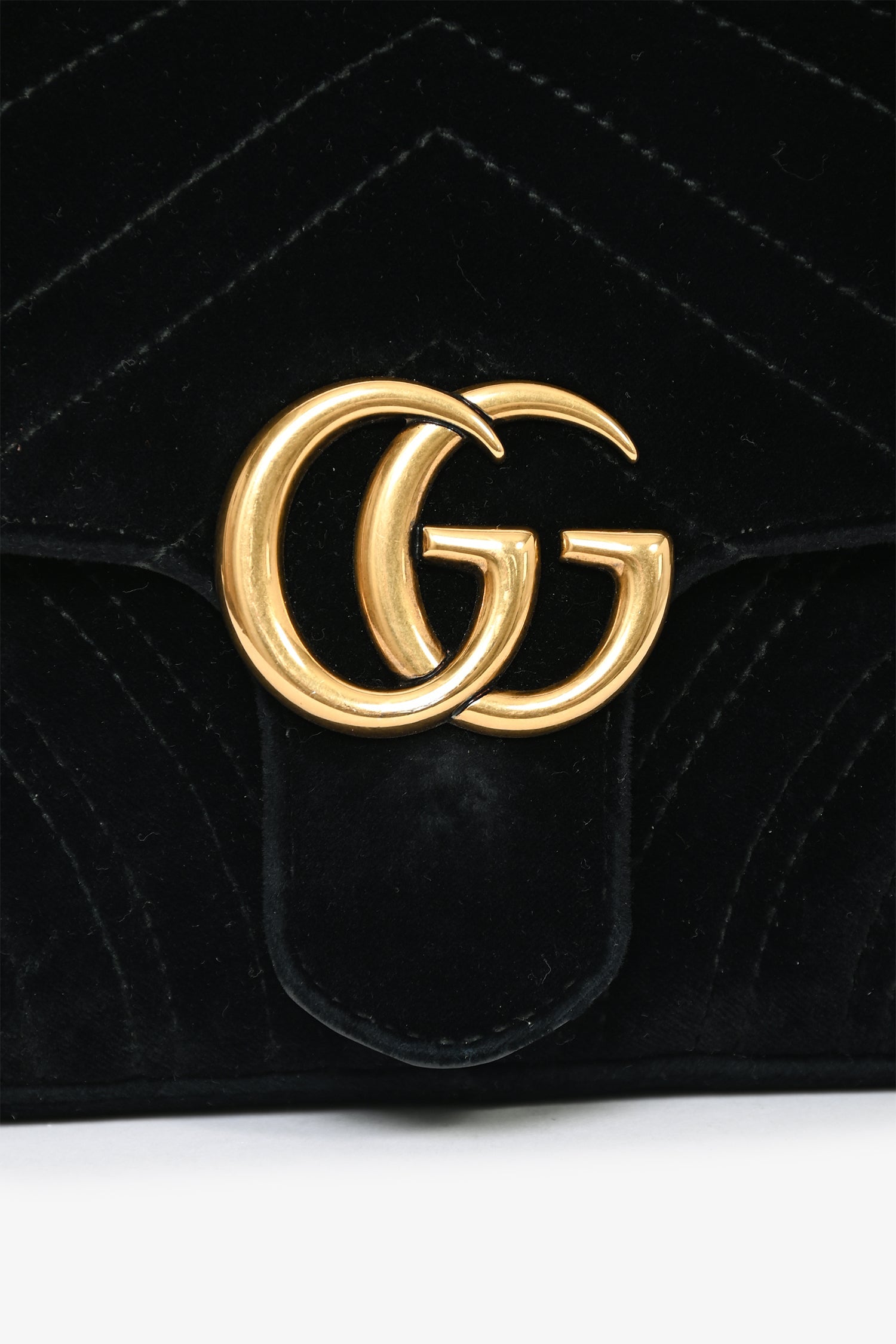 Gucci Black Velvet Marmont Mini Chain Crossbody