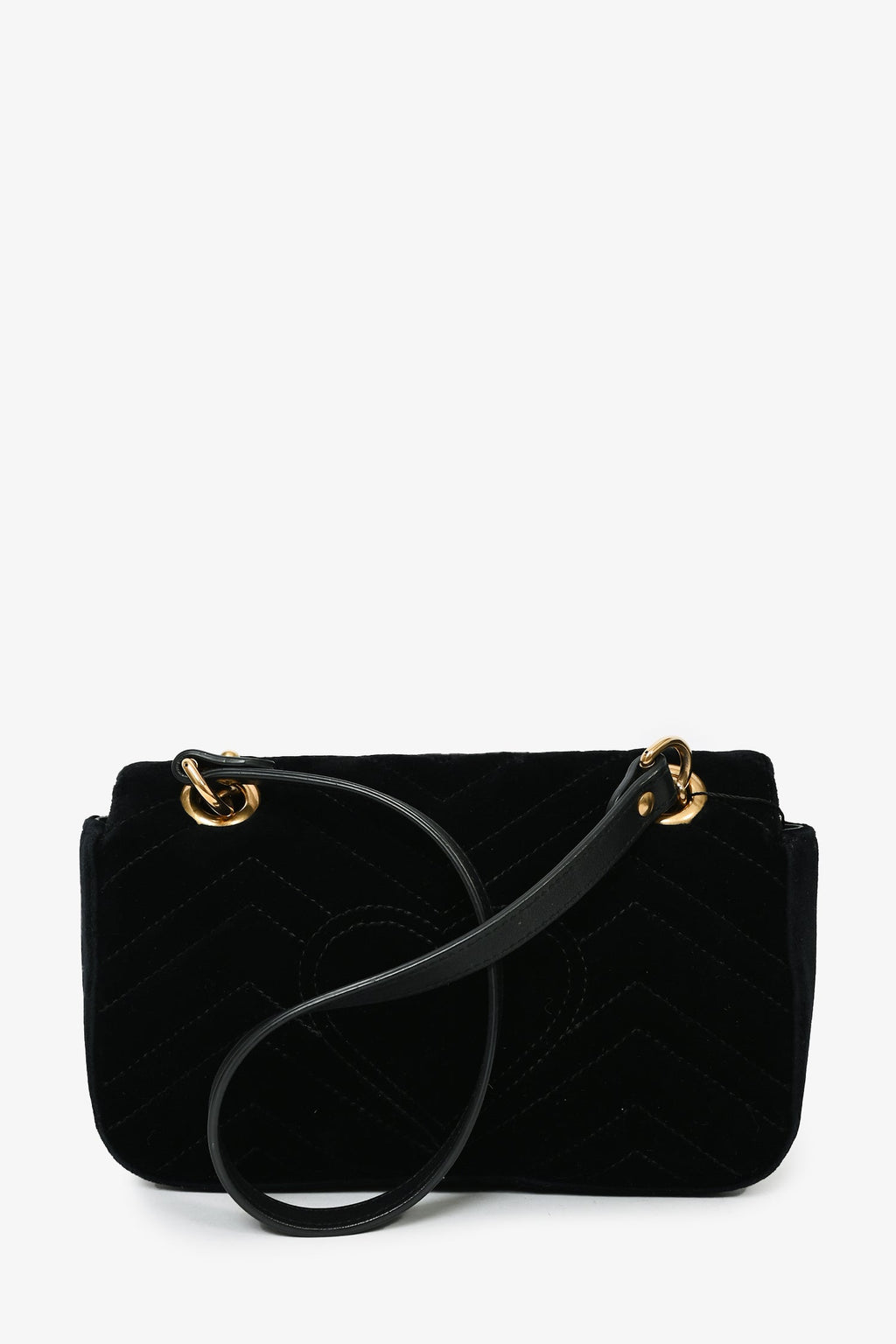 Gucci Black Velvet Marmont Mini Chain Crossbody