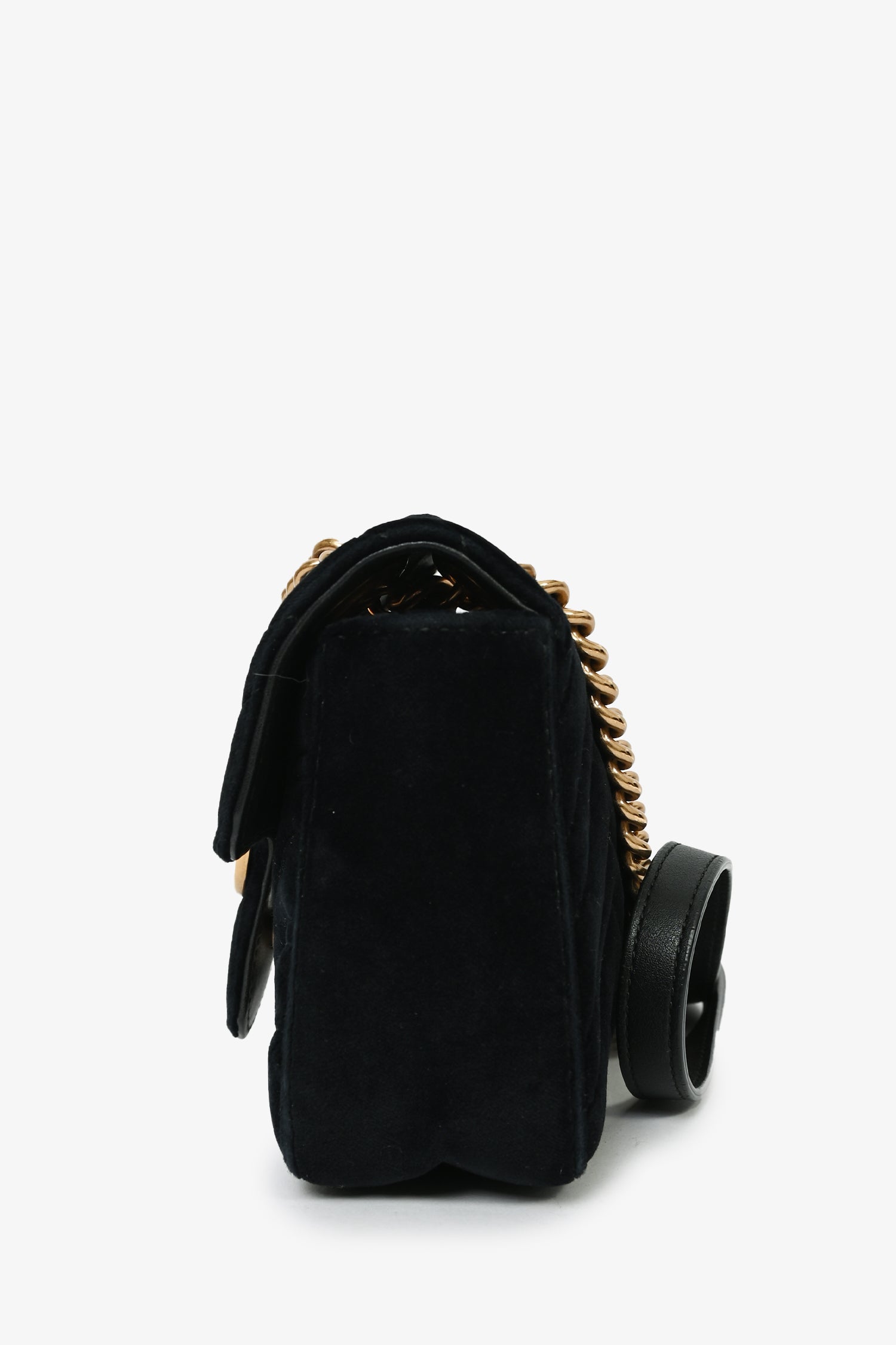 Gucci Black Velvet Marmont Mini Chain Crossbody