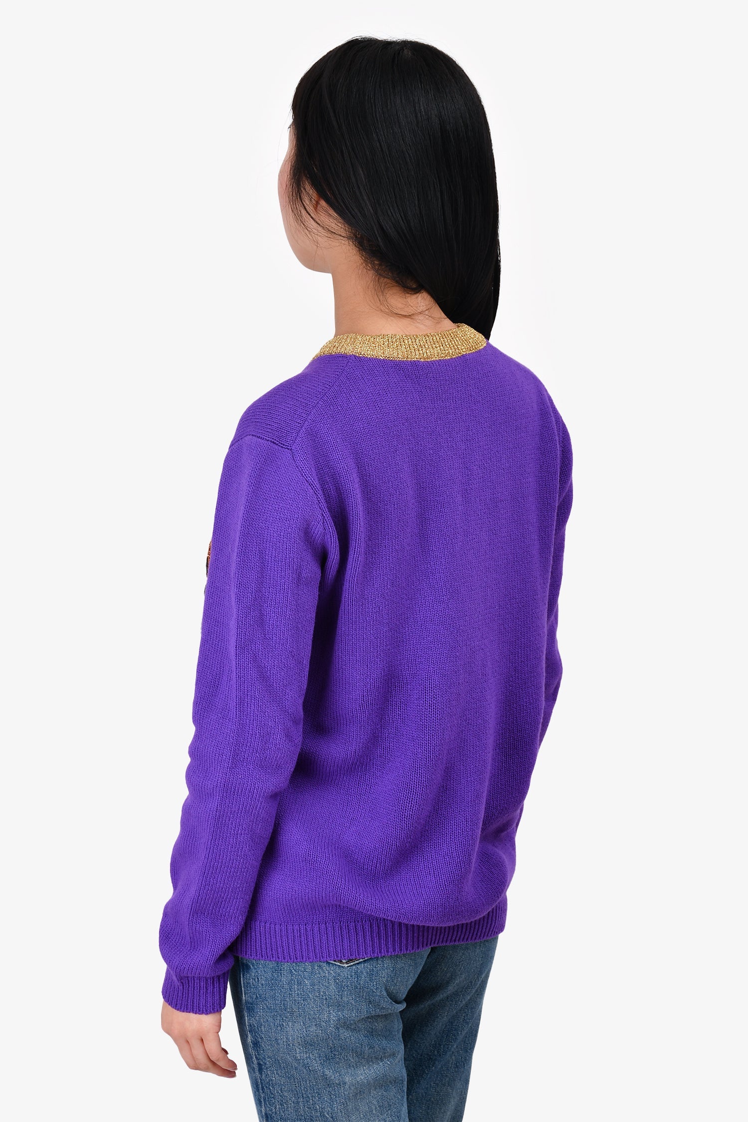 Gucci Purple/Gold Tiger Printed Knit Size S