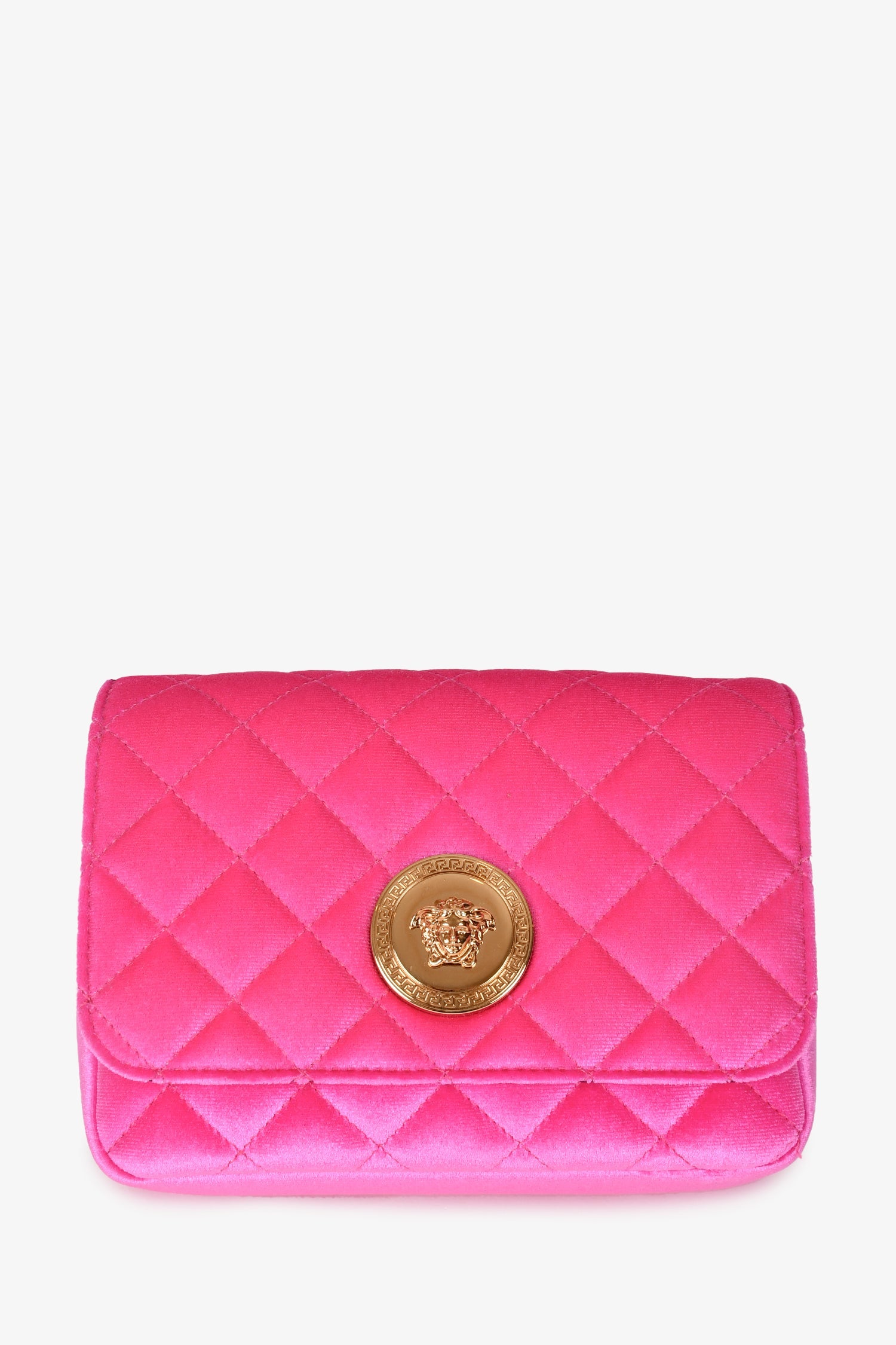 Versace Pink Quilted Velvet Chain Crossbody