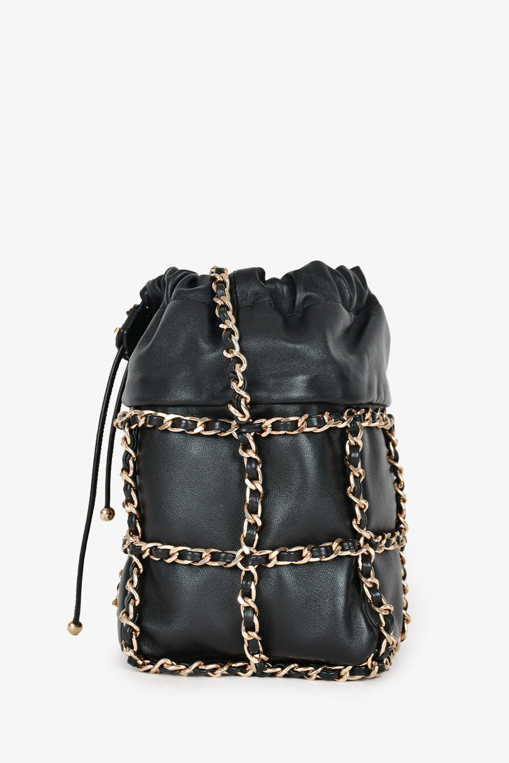 Pre-Loved Chanel™ 2019/20 Black Leather Chain Detailed Bucket Bag