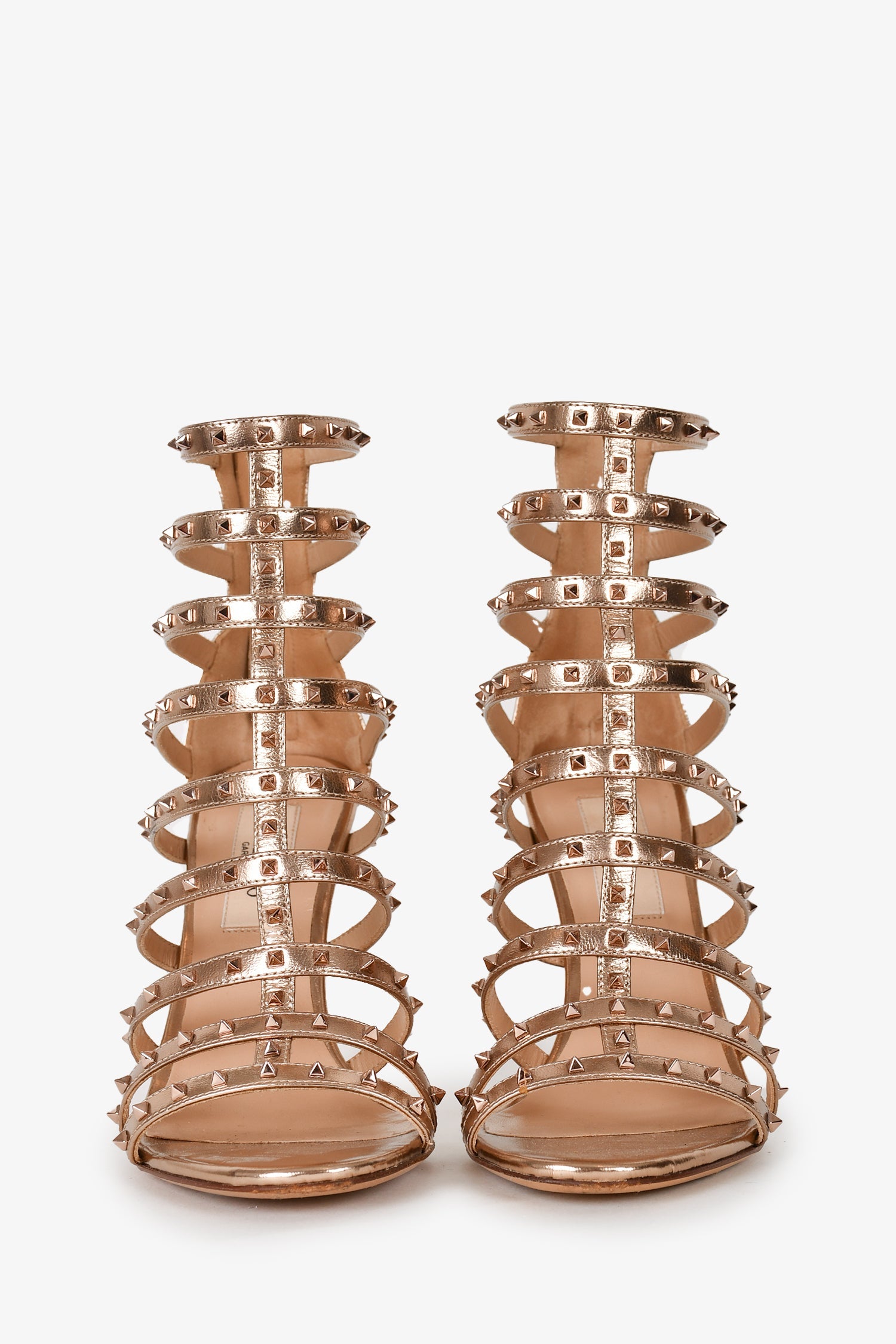 Valentino Rose Gold Mini Rockstud Cage Heel Size 36