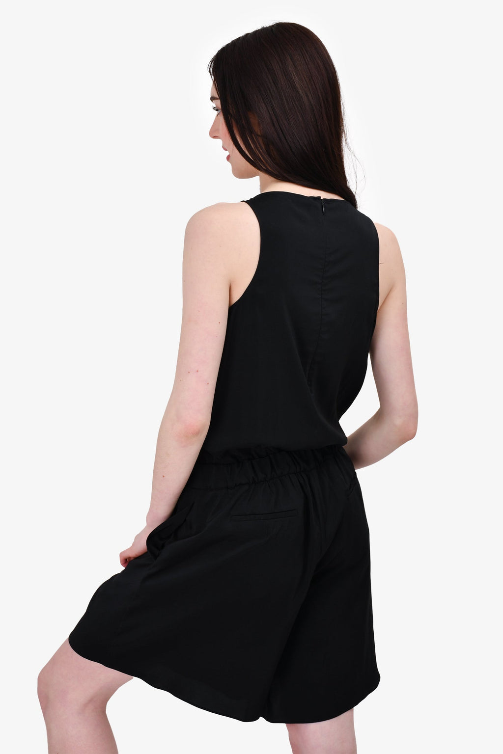 Brunello Cucinelli Black Silk Embellished Sleeveless Romper Size L