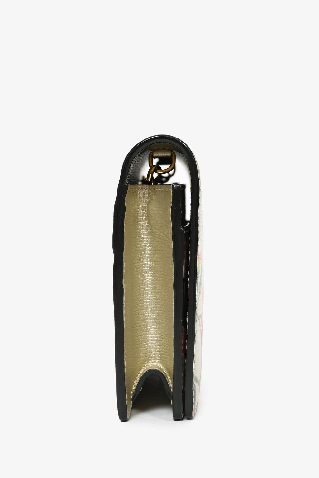 Gucci Gold Leather Blooms Wallet On Chain