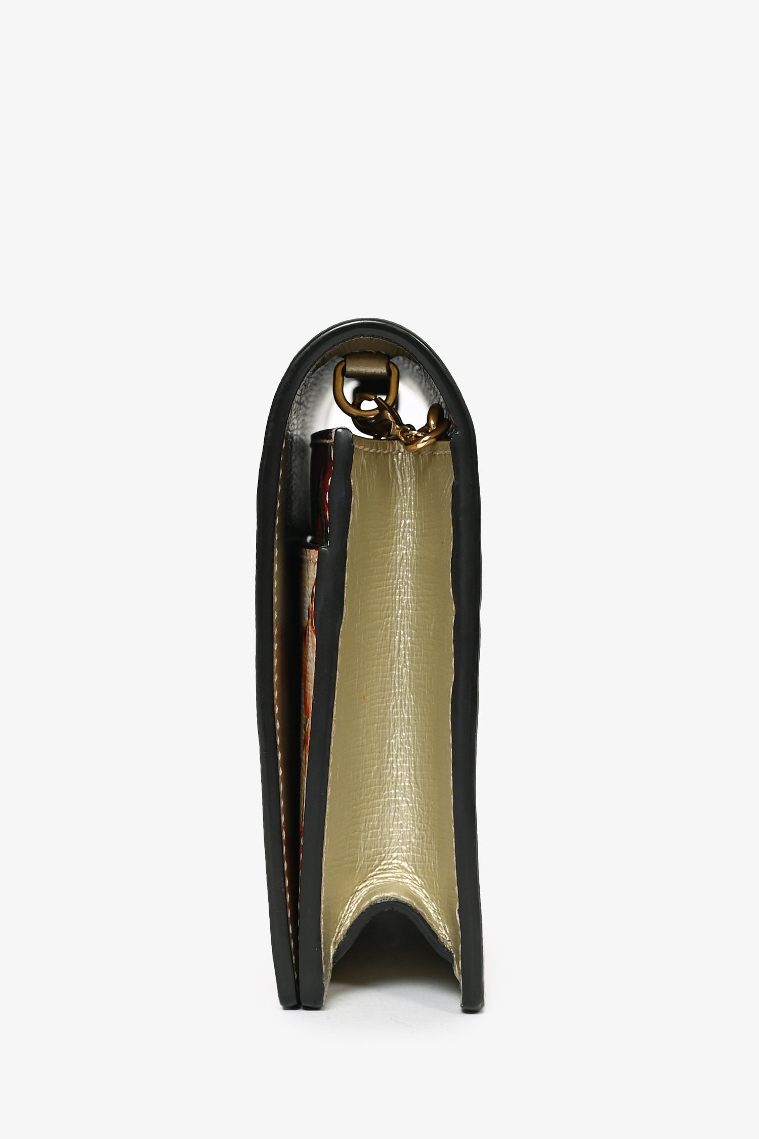 Gucci Gold Leather Blooms Wallet On Chain