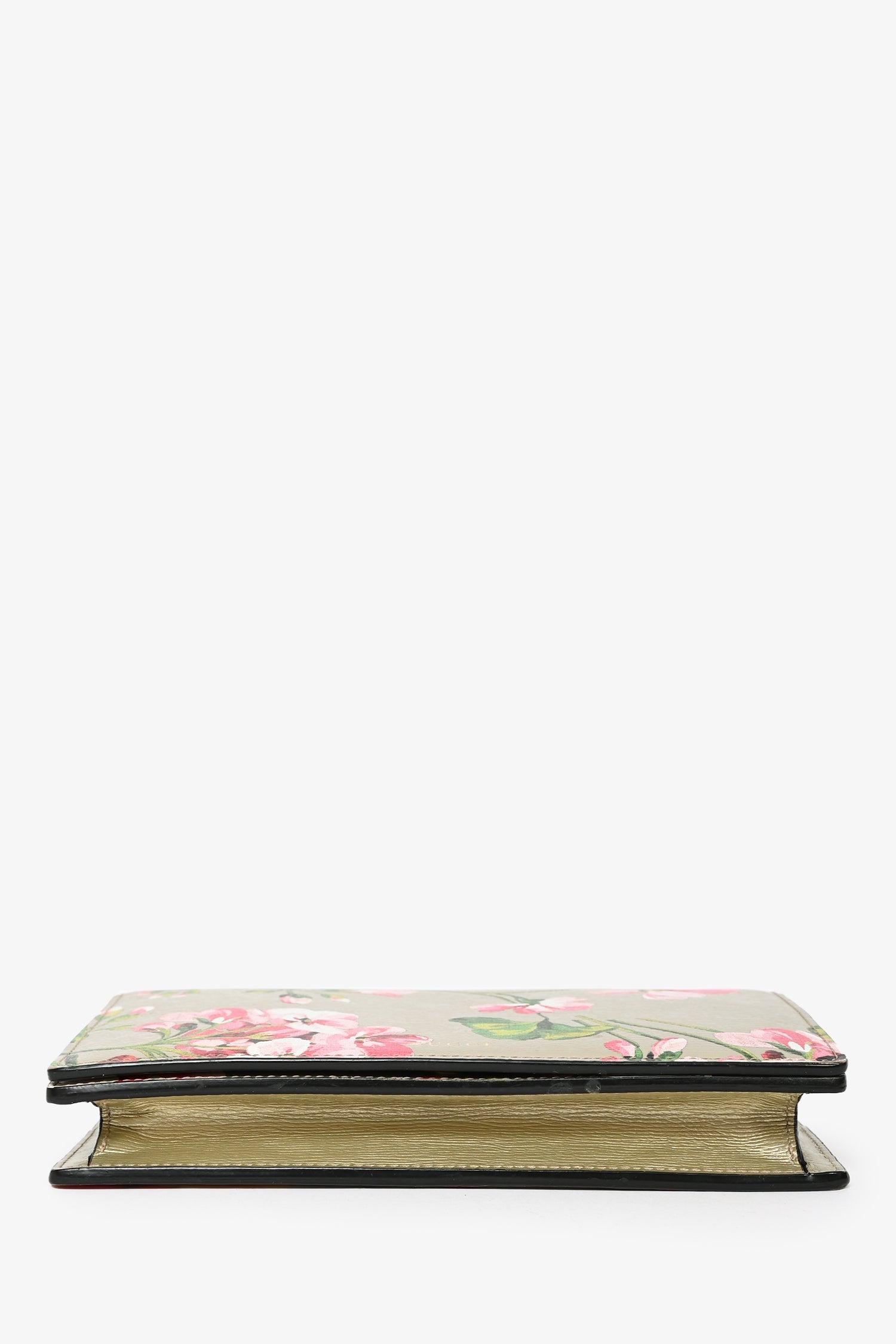 Gucci Gold Leather Blooms Wallet On Chain