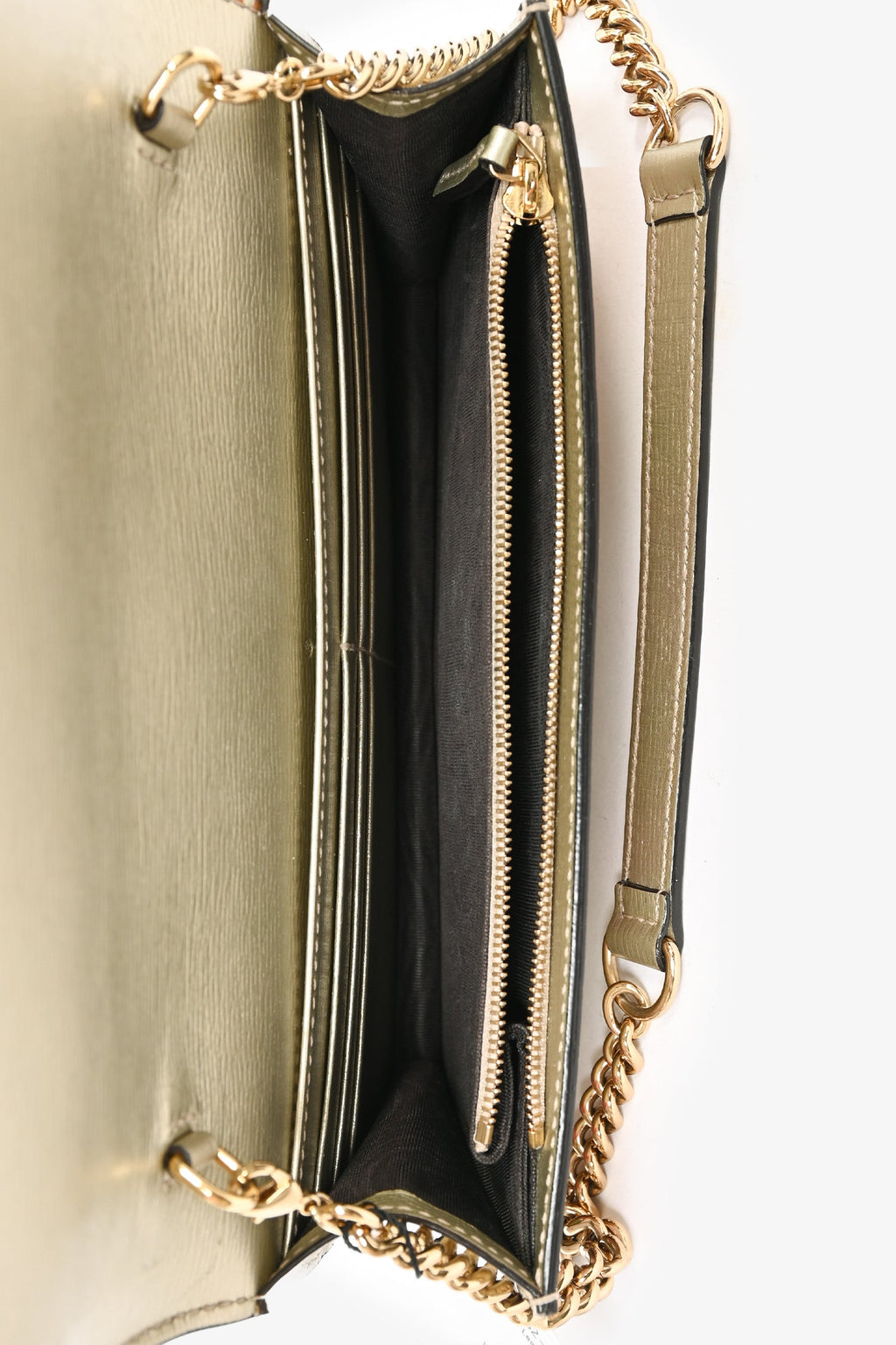 Gucci Gold Leather Blooms Wallet On Chain