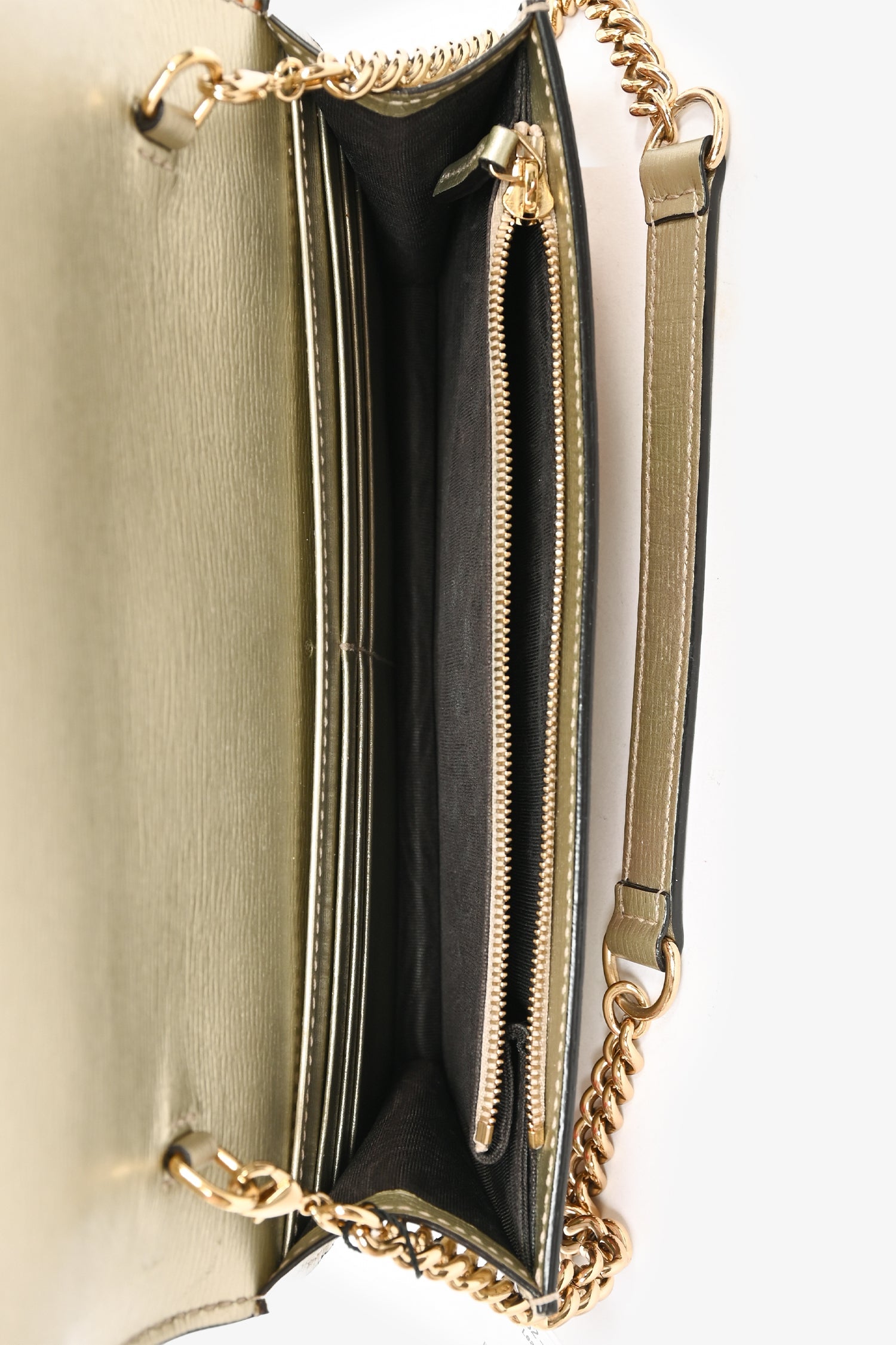 Gucci Gold Leather Blooms Wallet On Chain