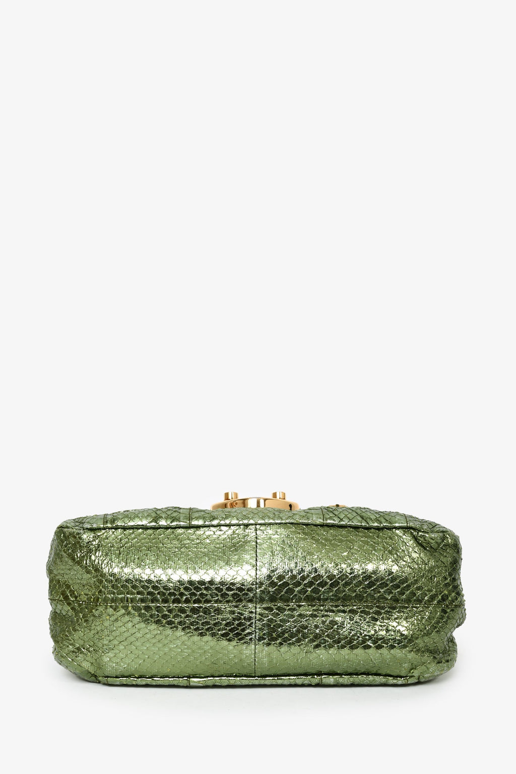Prada Green Metallic Jeweled Python Chain Shoulder Bag