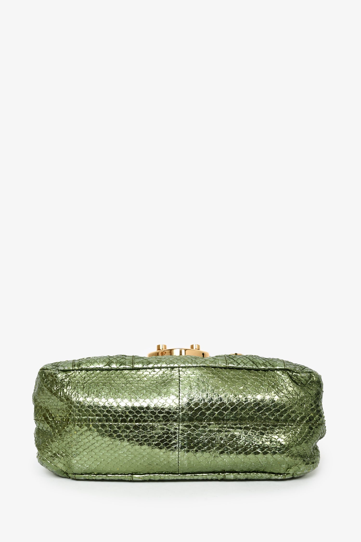 Prada Green Metallic Jeweled Python Chain Shoulder Bag