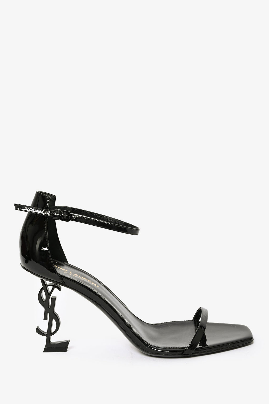Saint Laurent Black Patent 'Opyum' Heeled Sandals Size 39.5