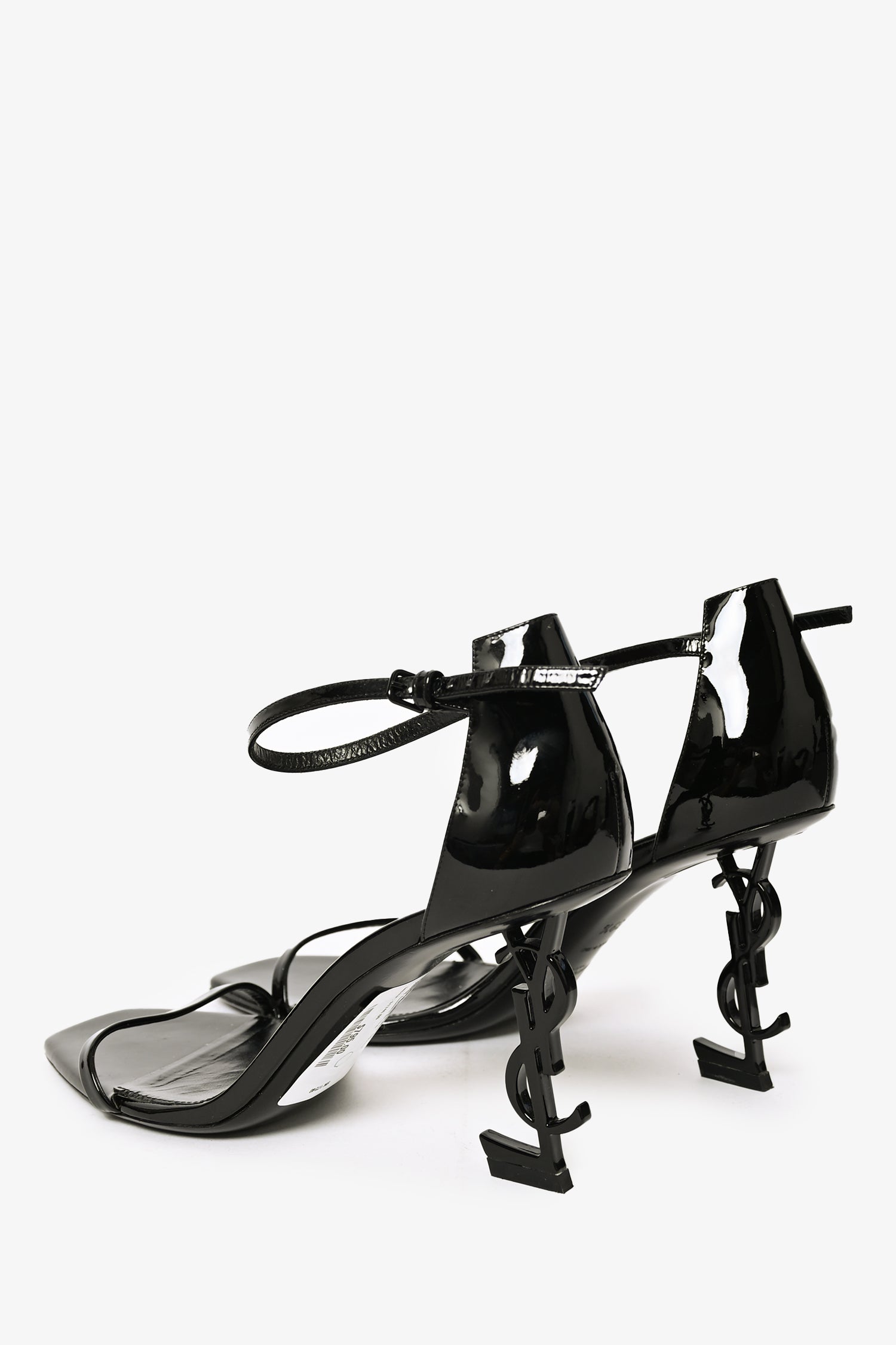 Saint Laurent Black Patent 'Opyum' Heeled Sandals Size 39.5