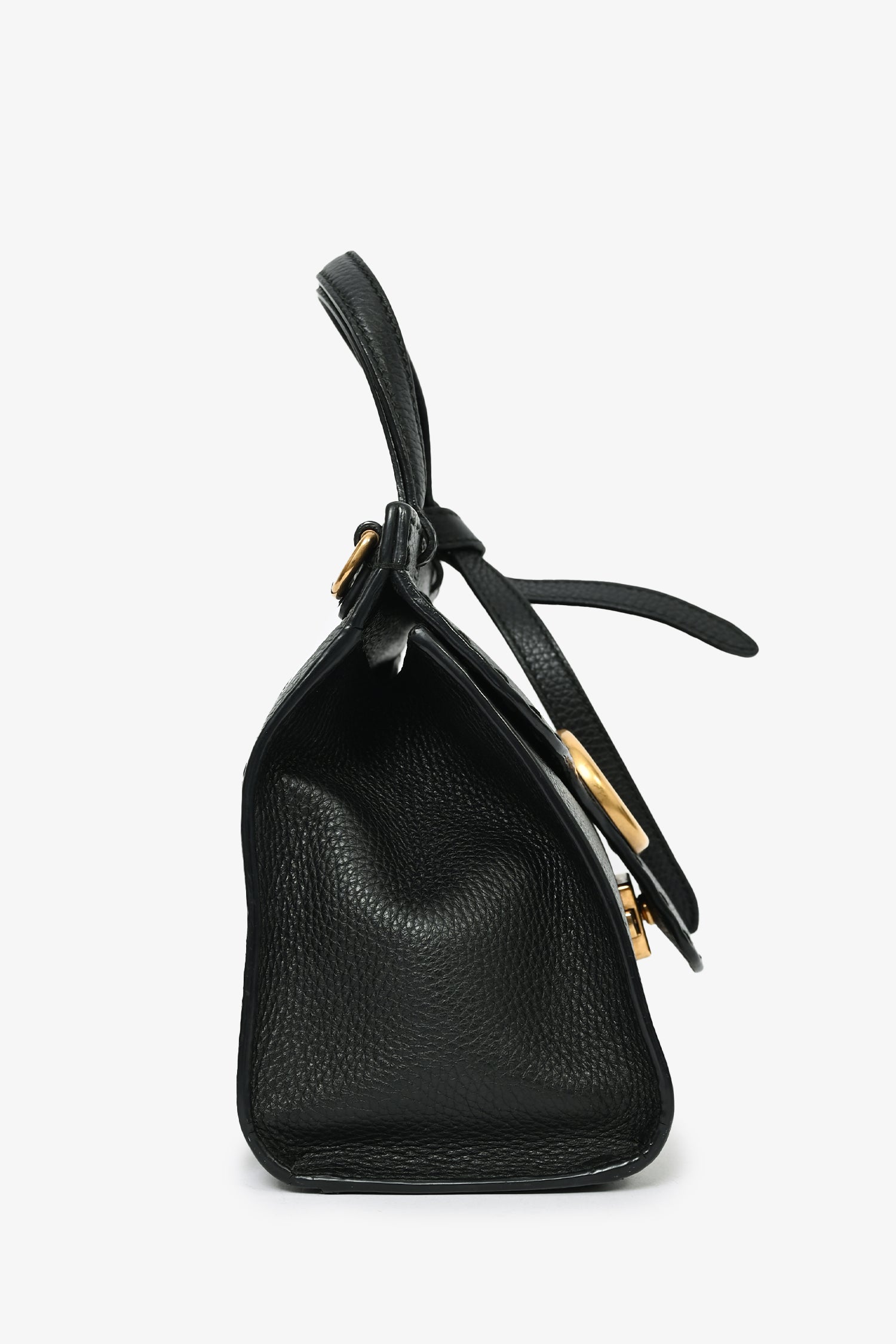 Gucci Black Grained Leather GG Top Handle with Strap