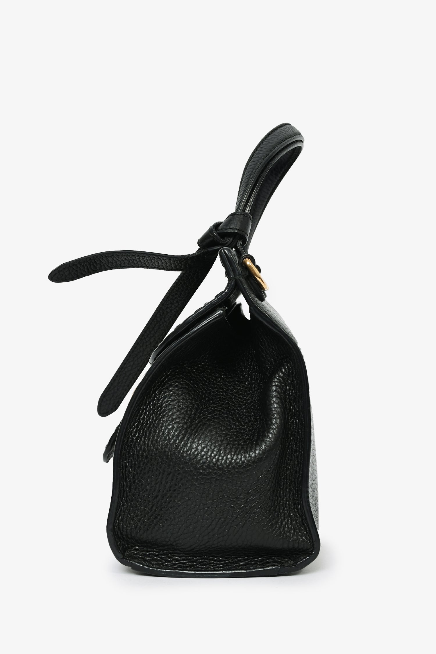 Gucci Black Grained Leather GG Top Handle with Strap