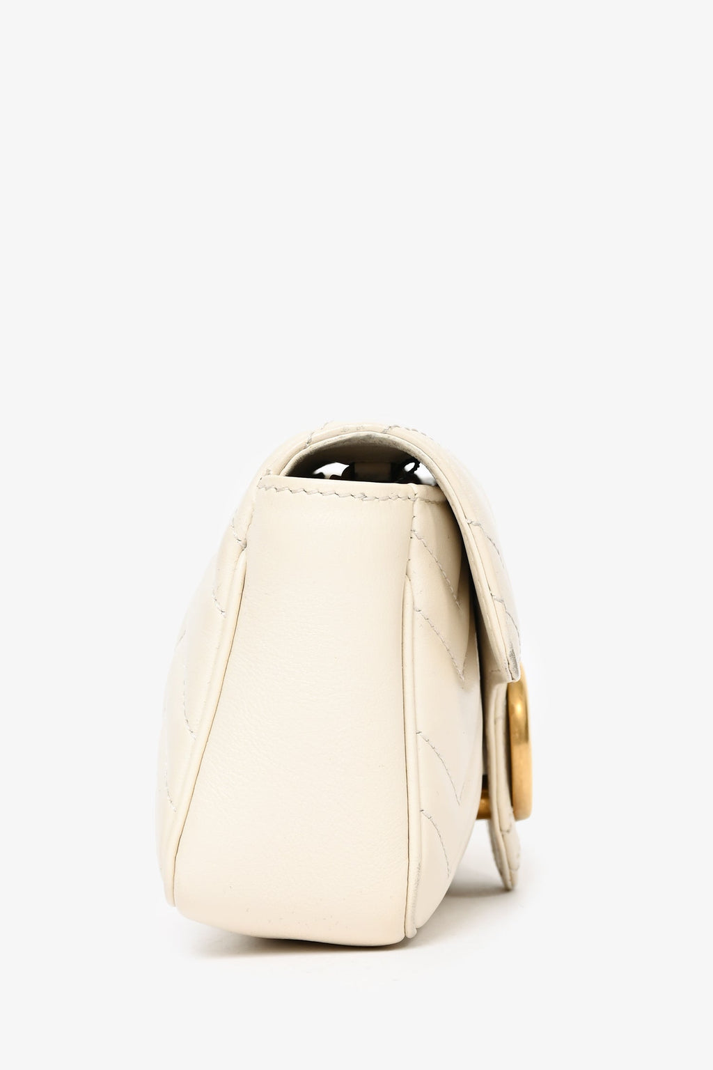 Gucci Cream Chevron Leather Super Mini Marmont Crossbody