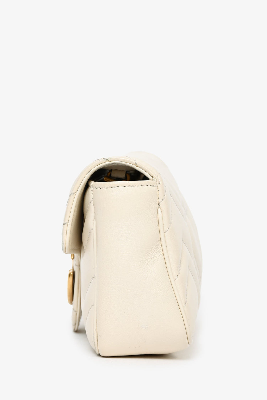 Gucci Cream Chevron Leather Super Mini Marmont Crossbody