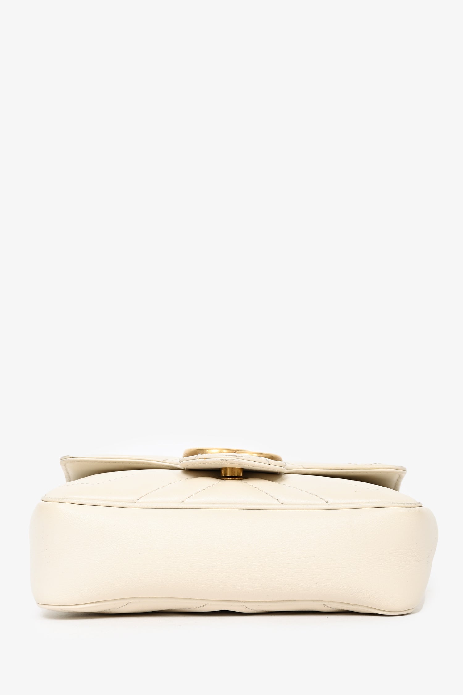 Gucci Cream Chevron Leather Super Mini Marmont Crossbody