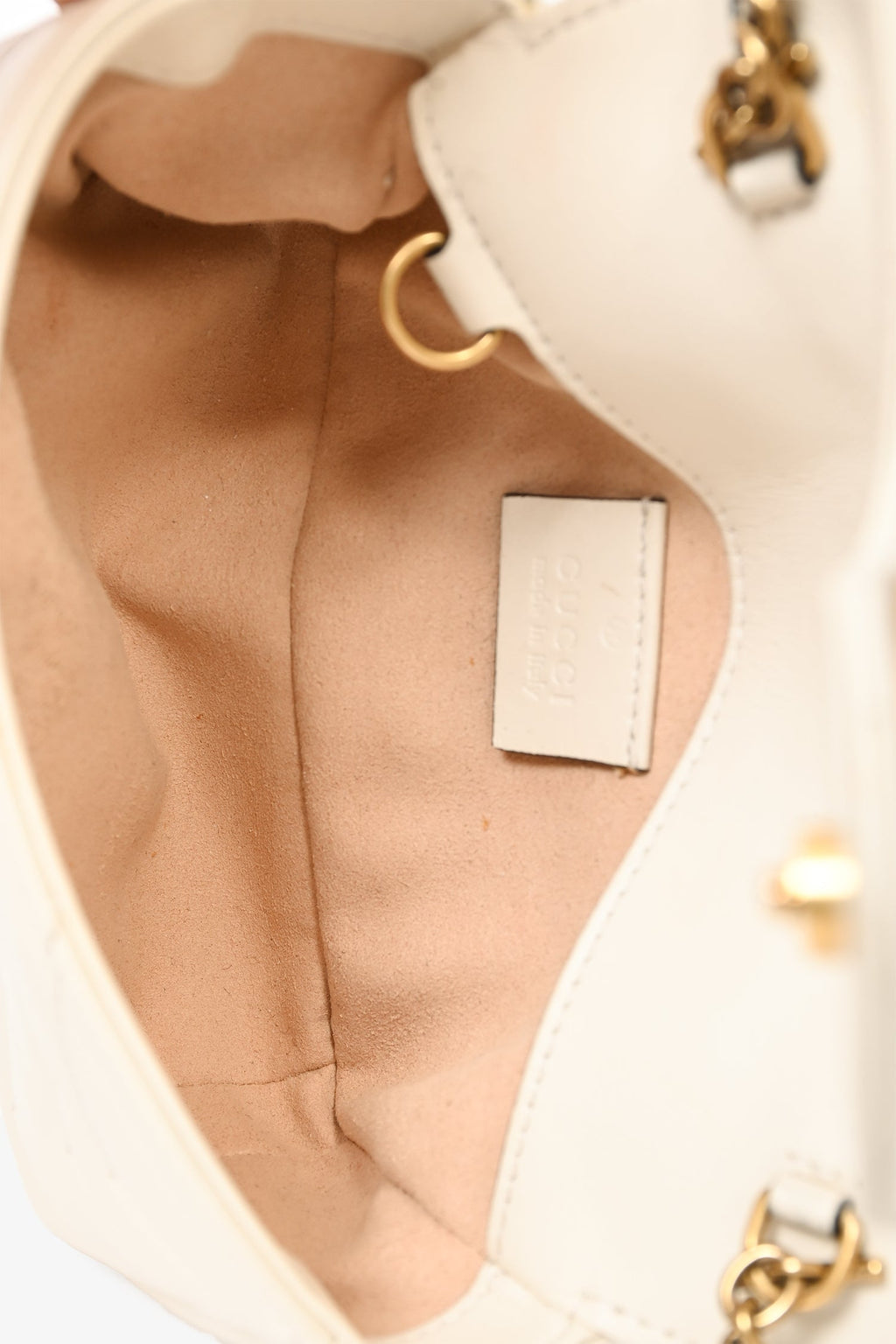 Gucci Cream Chevron Leather Super Mini Marmont Crossbody