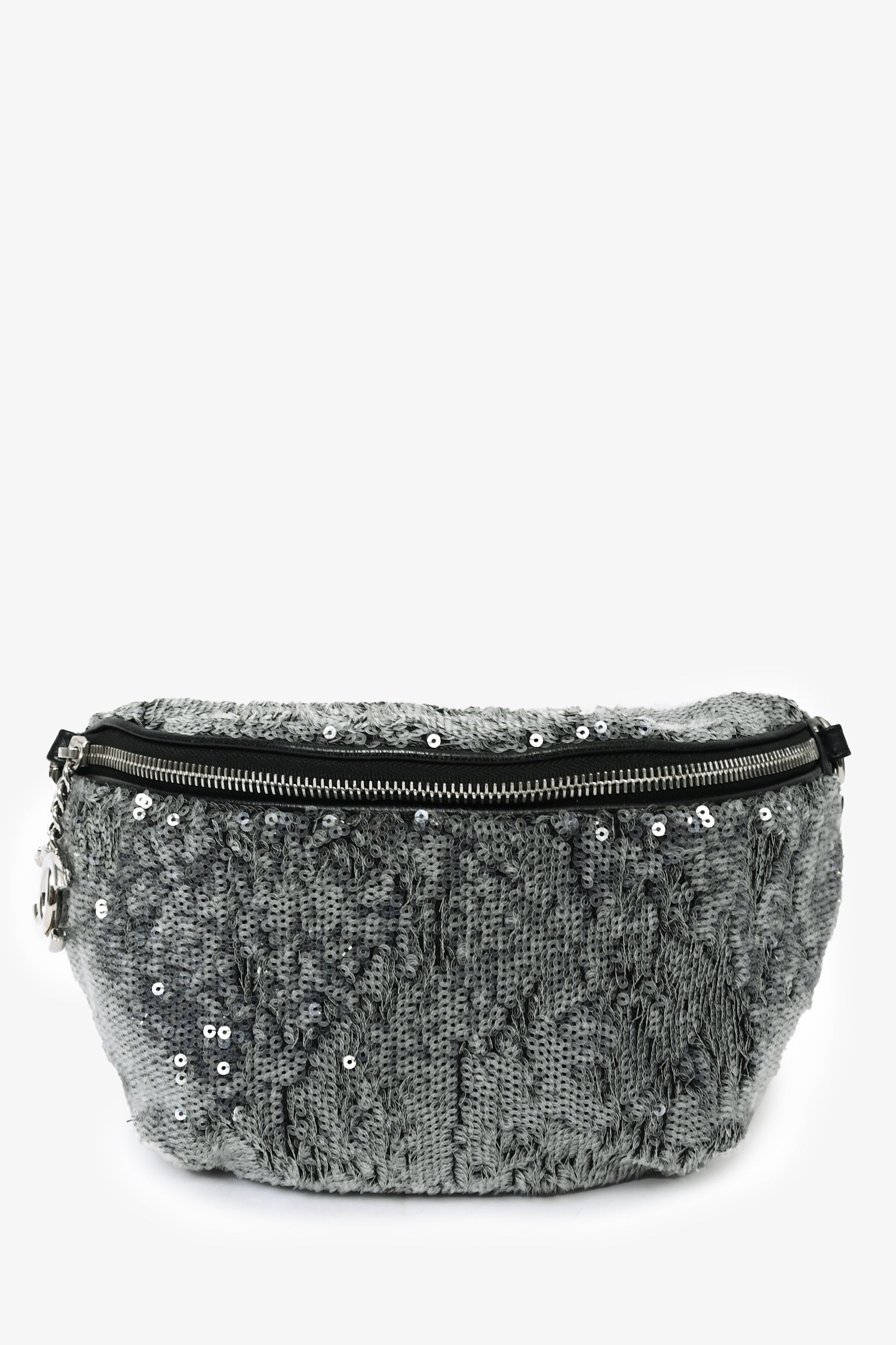 Pre-Loved Chanel™ 2018 Grey Sequin CC Belt Bag