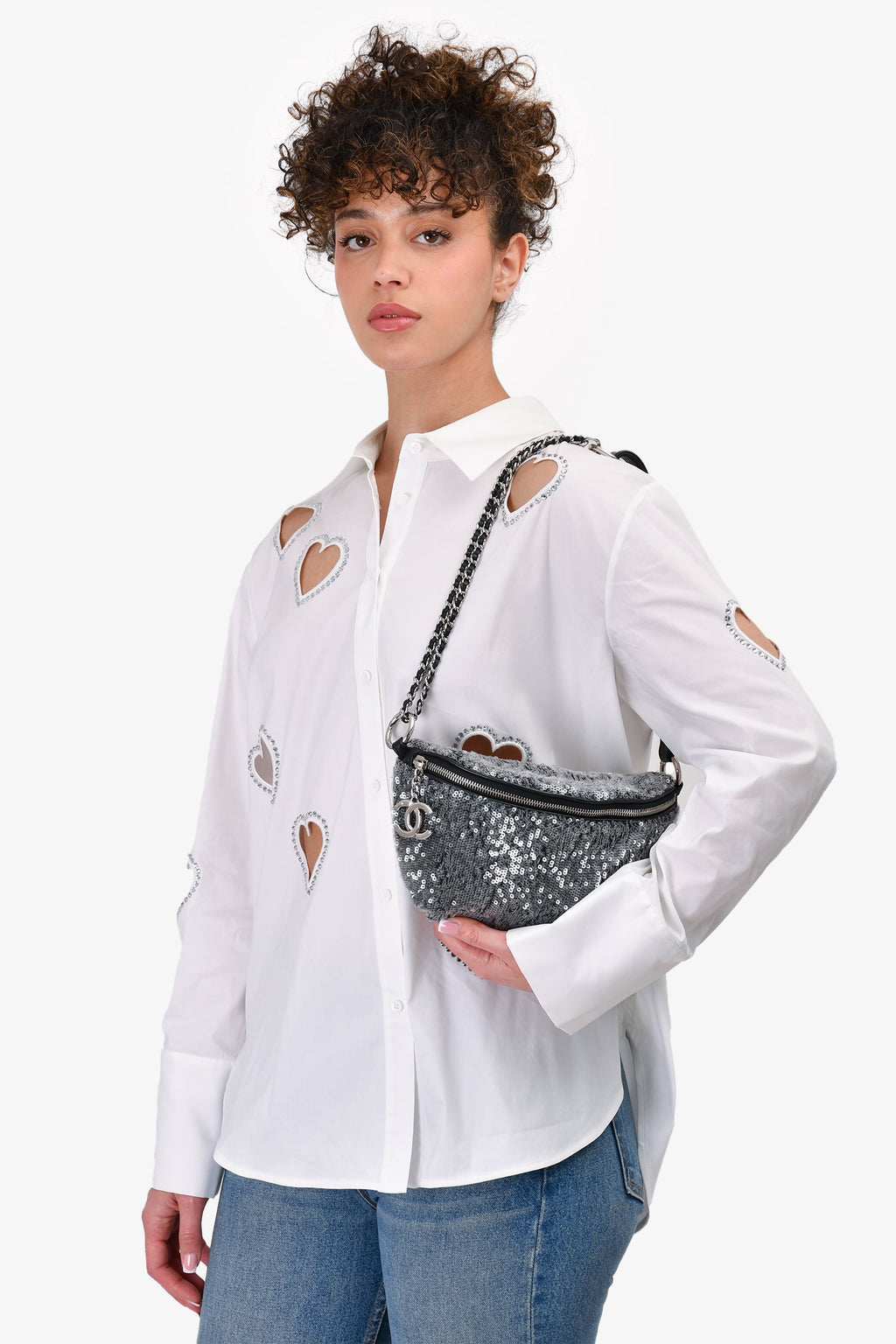 Pre-Loved Chanel™ 2018 Grey Sequin CC Belt Bag