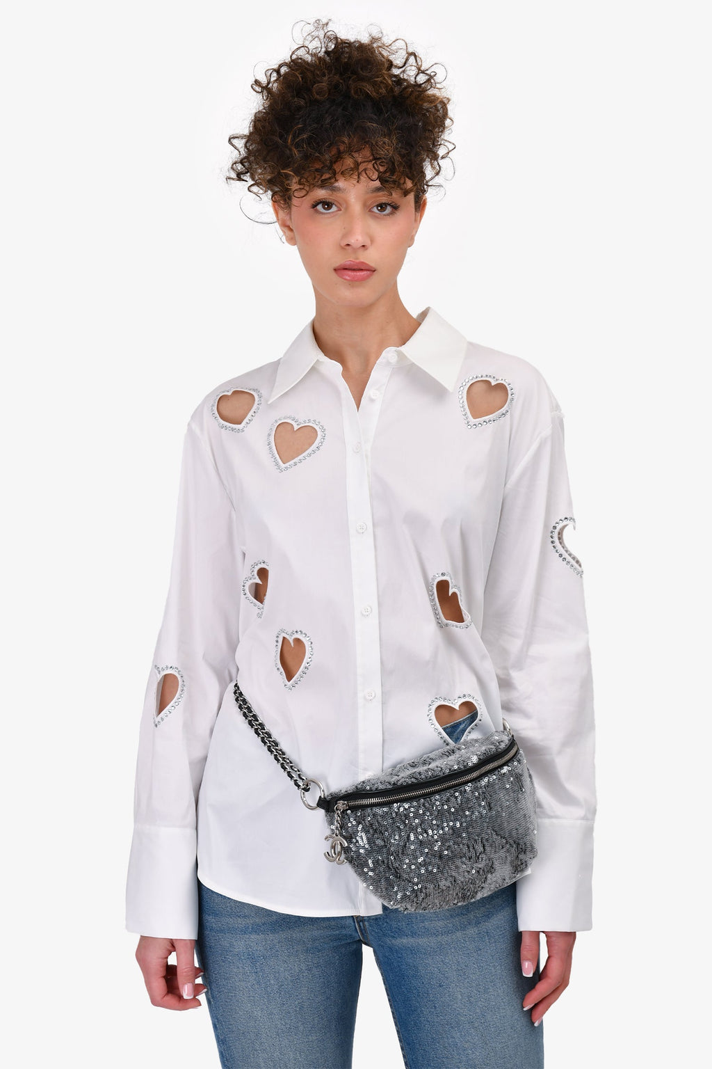 Pre-Loved Chanel™ 2018 Grey Sequin CC Belt Bag