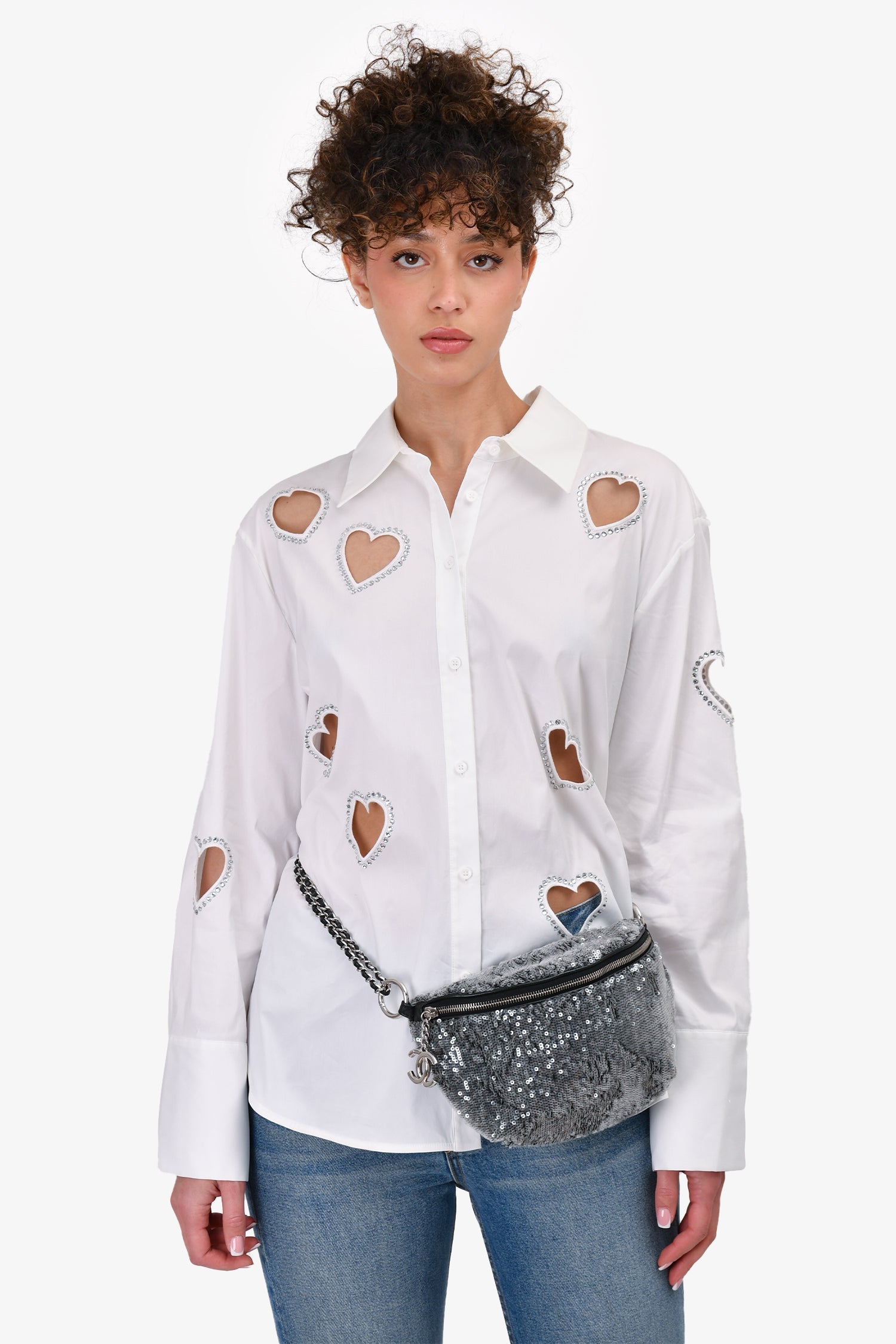 Pre-Loved Chanel™ 2018 Grey Sequin CC Belt Bag
