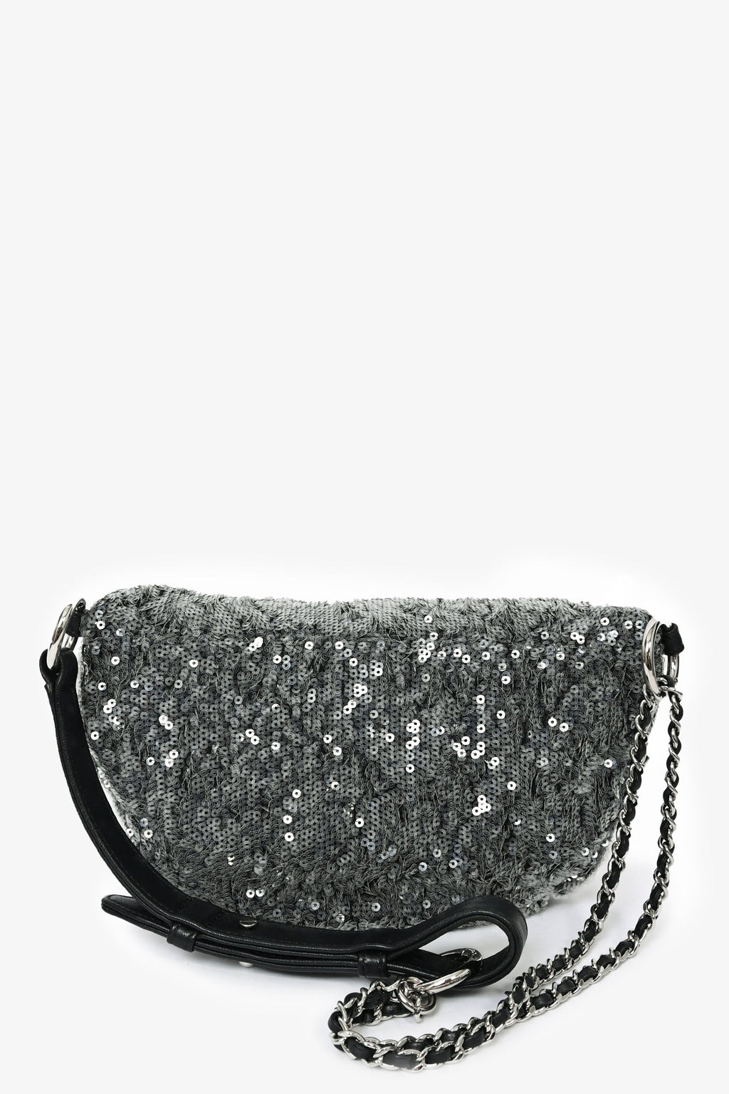 Pre-Loved Chanel™ 2018 Grey Sequin CC Belt Bag